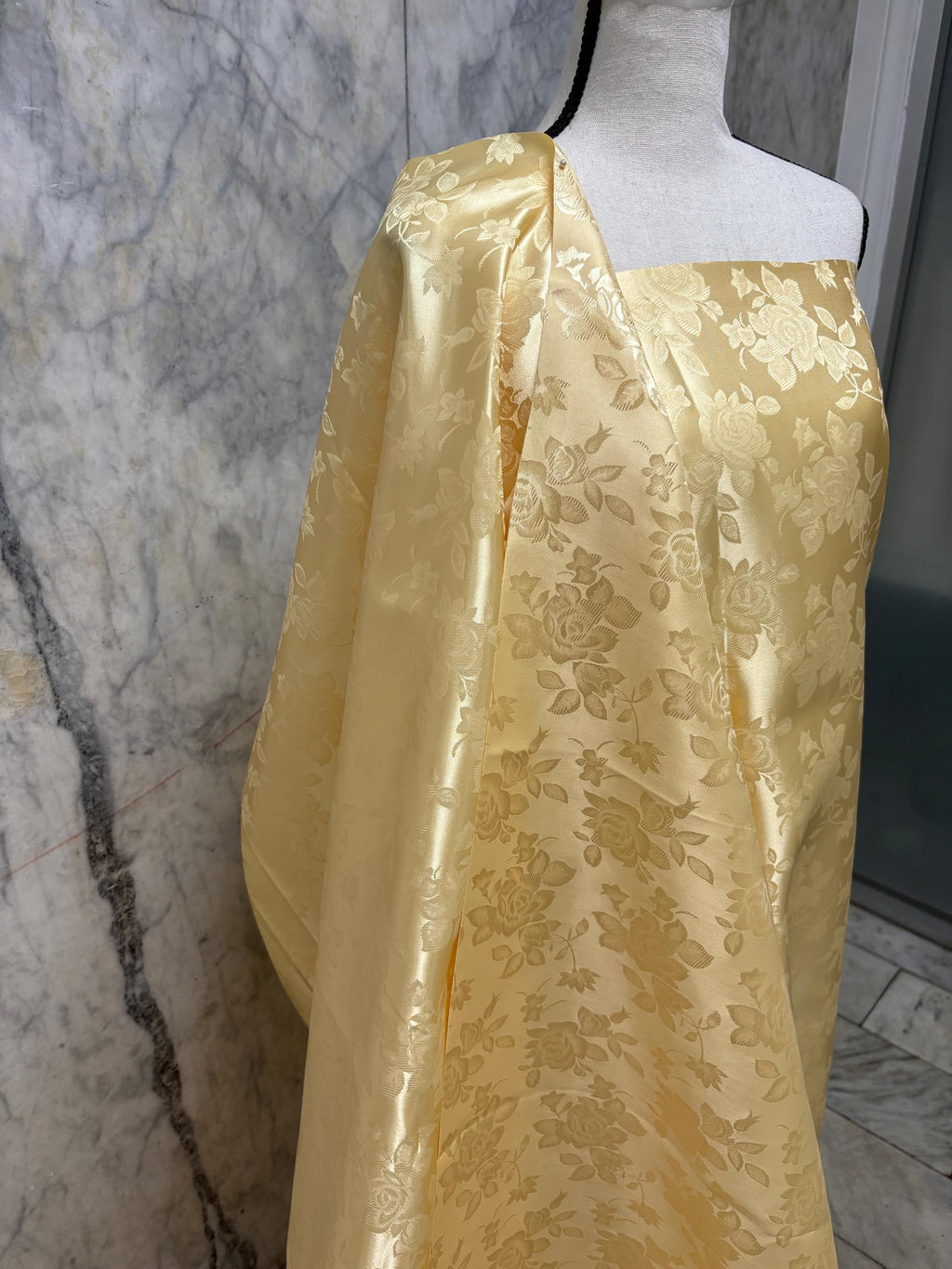 2 Yards Satin Jacquard Fabric - Gold - 58" width