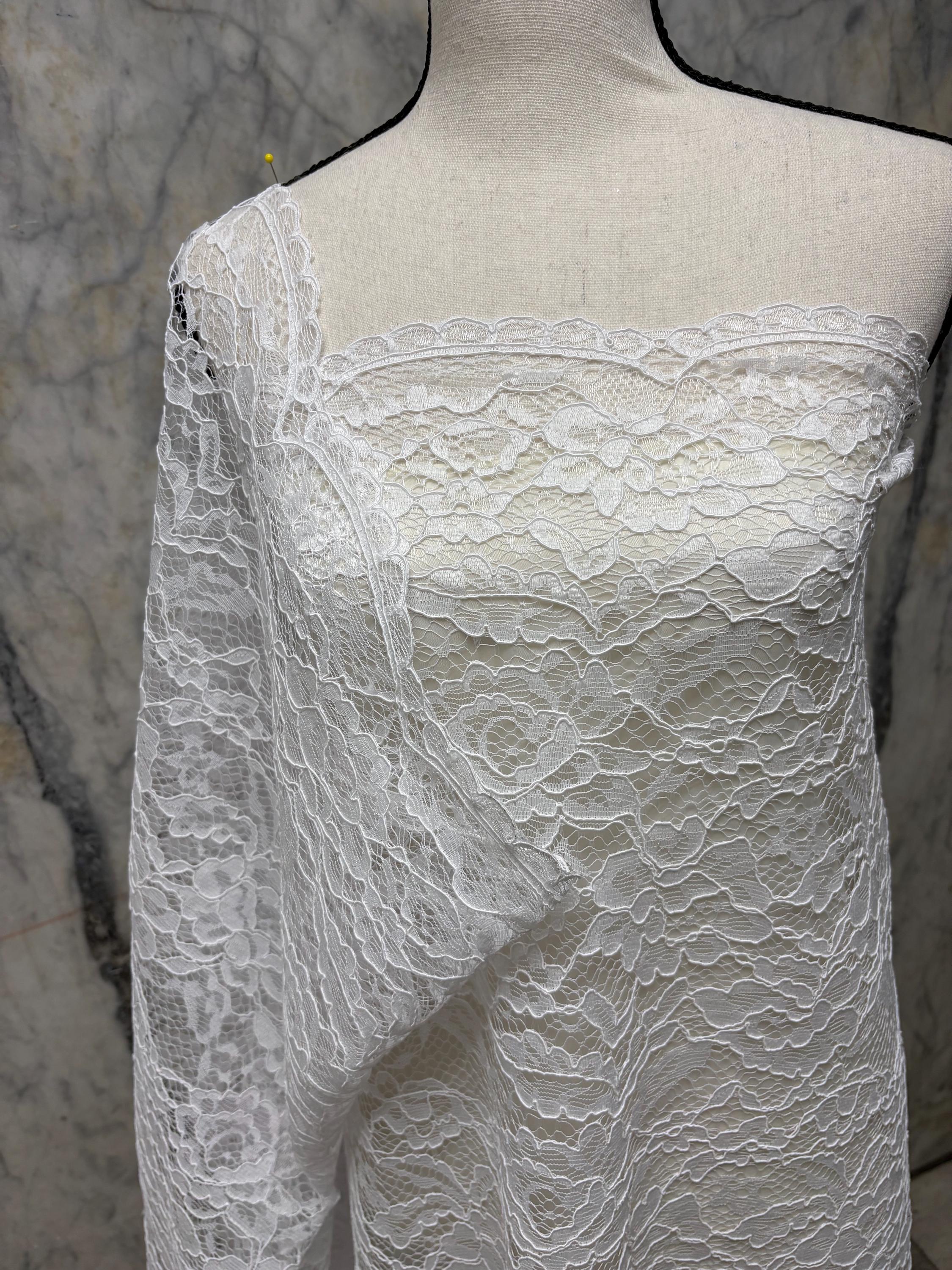 Bridal Lace Fabric - White - 49" Width - C