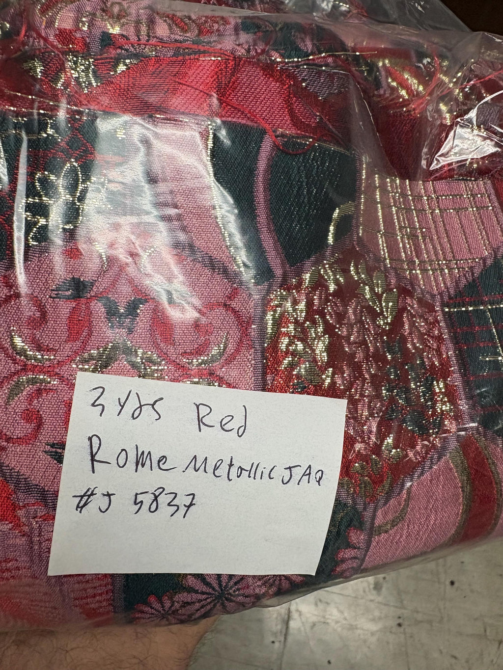 Metallic Jacquard Brocade Fabric - Red - 56" Width