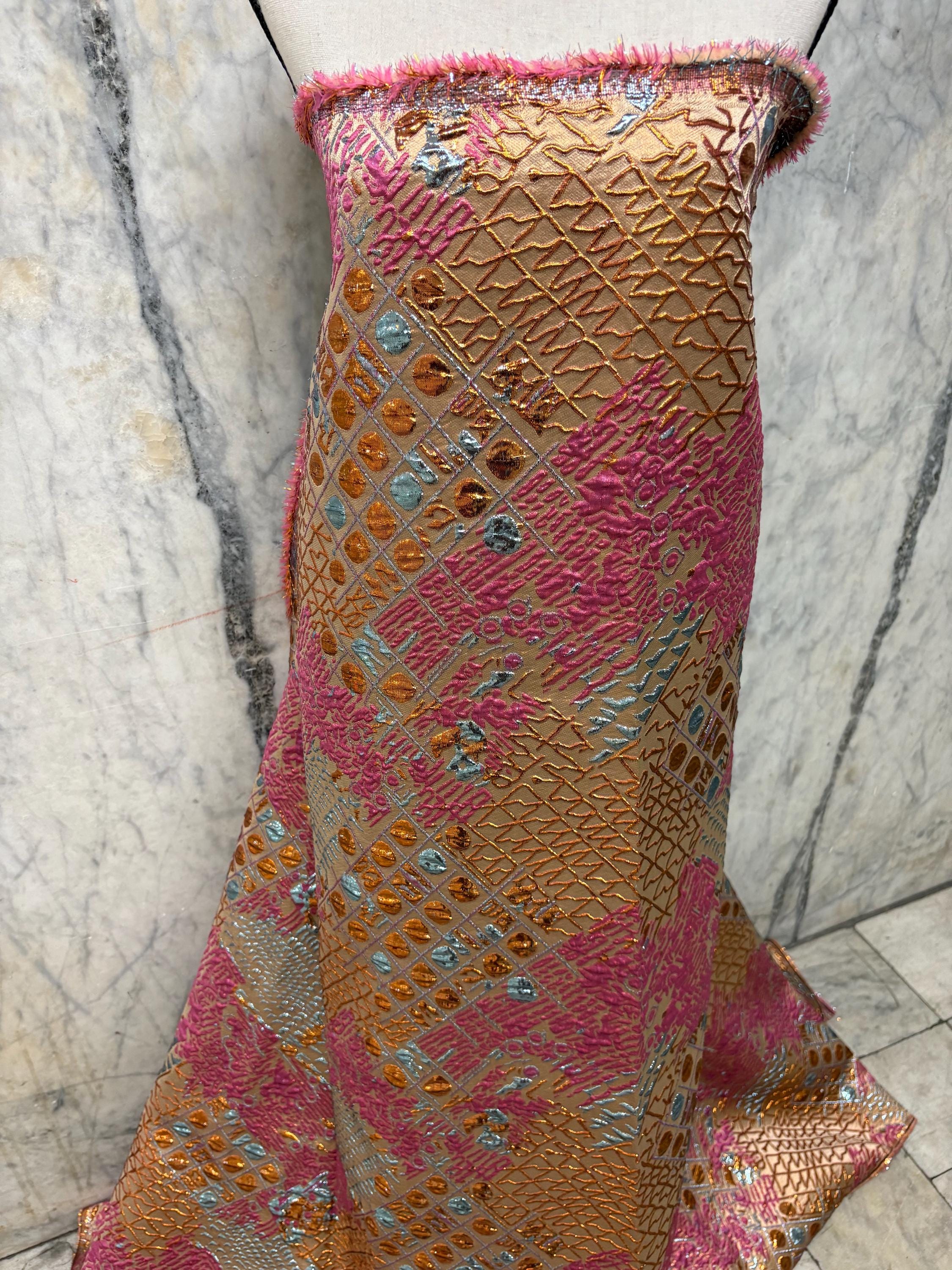 Metallic Jacquard Brocade Fabric - Fuchsia - 56" Width
