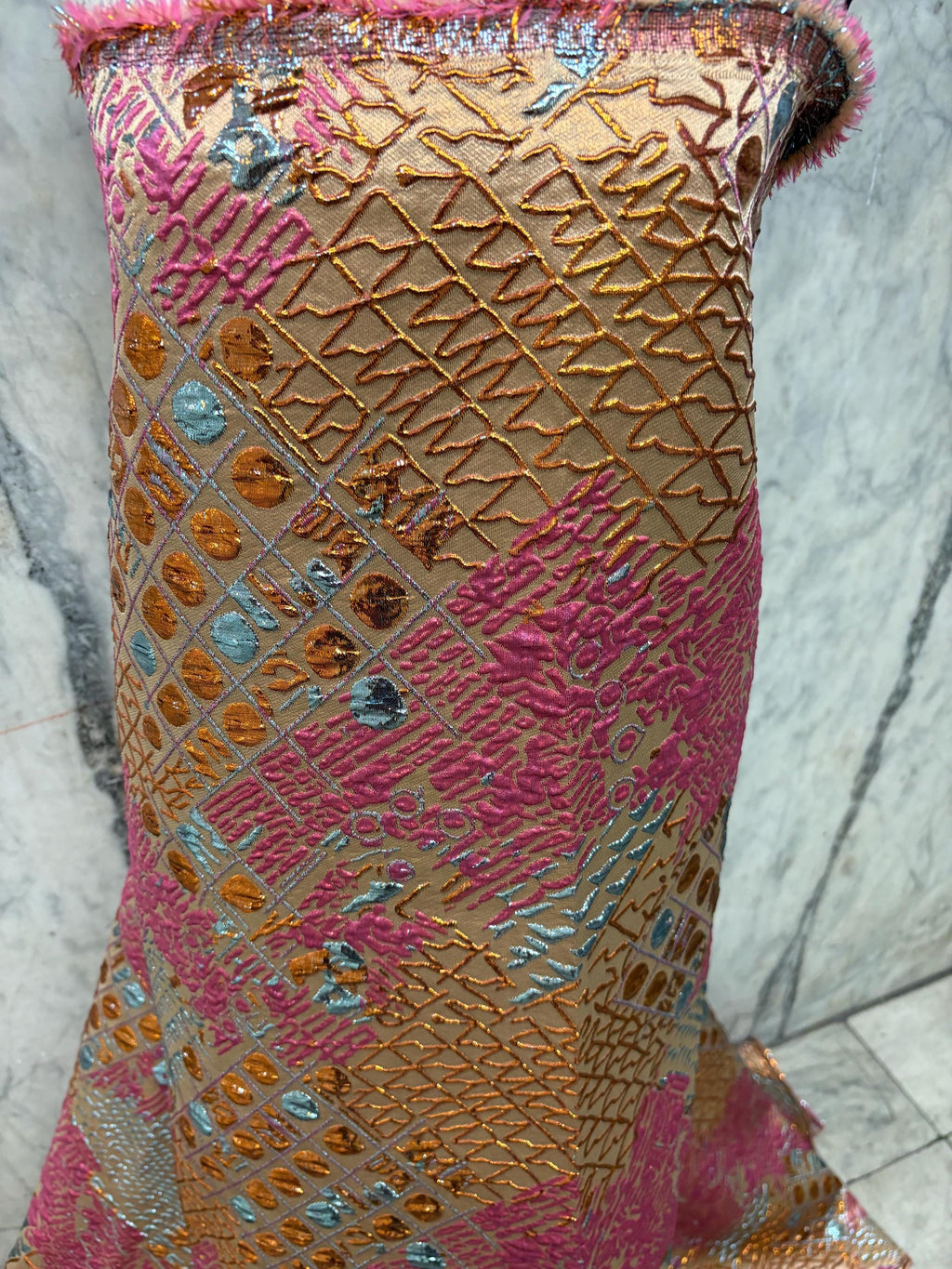 Metallic Jacquard Brocade Fabric - Fuchsia - 56" Width