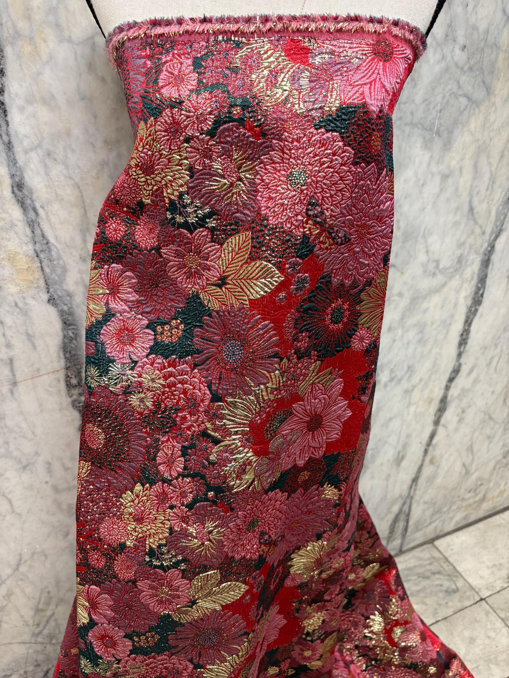 Metallic Jacquard Brocade Fabric - Forest - 56" Width