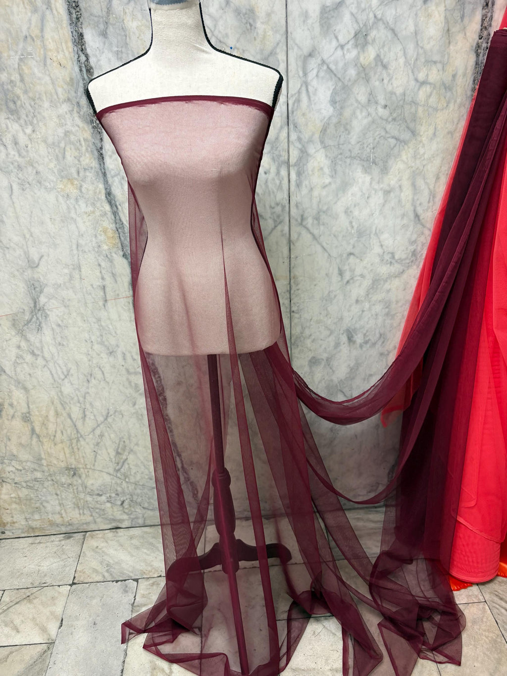2 yards Power Mesh Poly Spandex Fabric - Burgundy - 58" Width