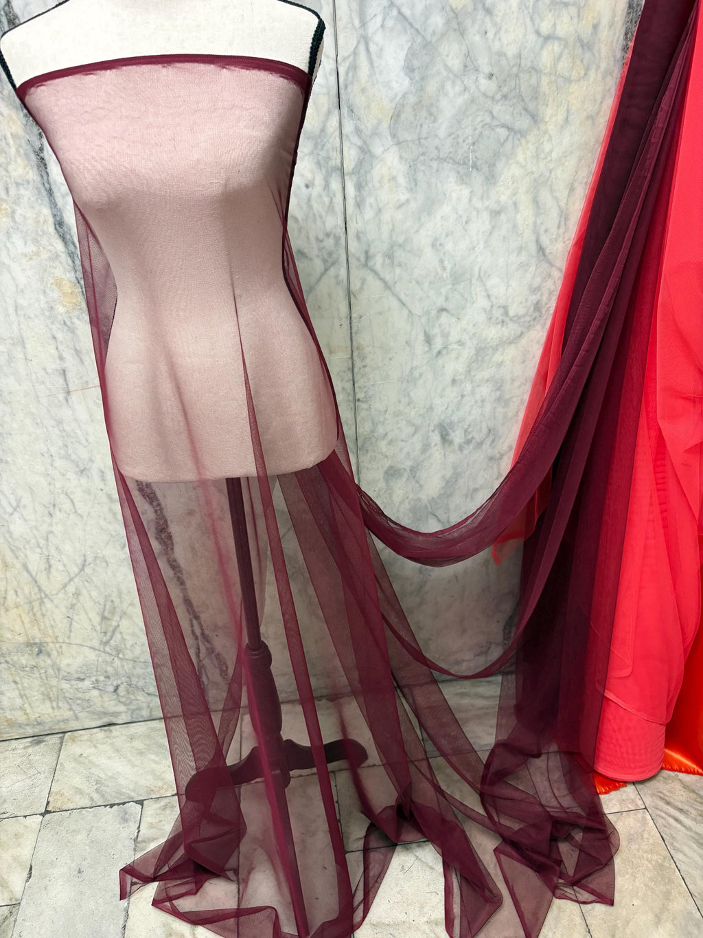 2 yards Power Mesh Poly Spandex Fabric - Burgundy - 58" Width