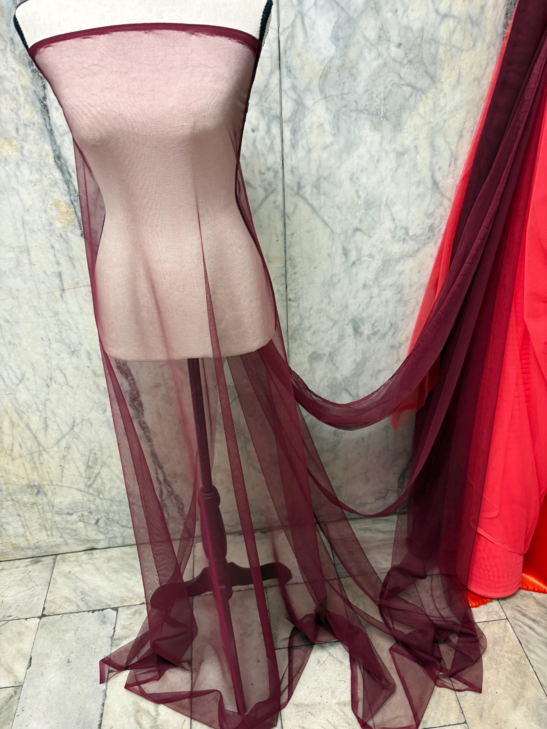 2 yards Power Mesh Poly Spandex Fabric - Burgundy - 58" Width