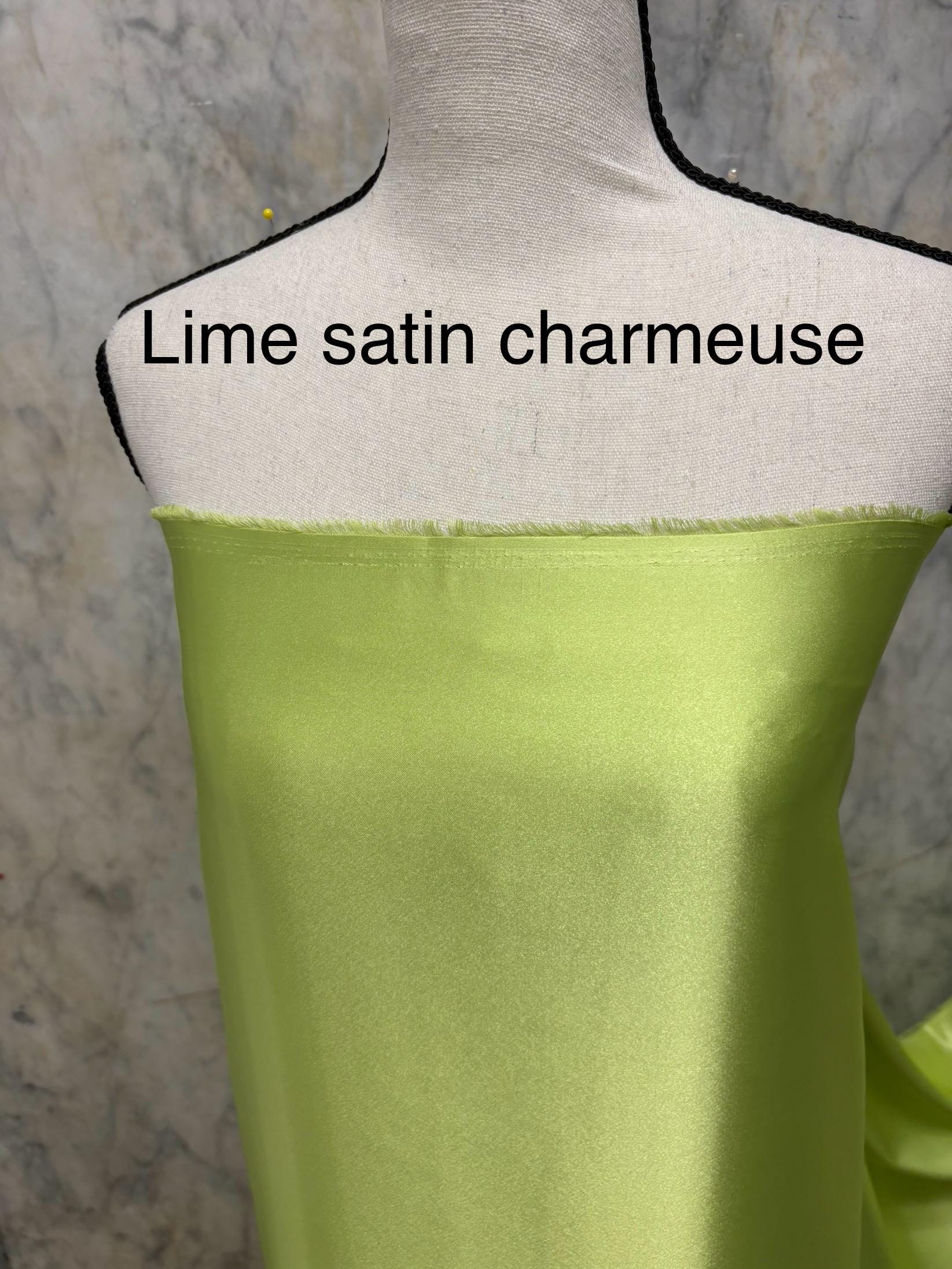 Soft Satin Charmeuse Fabric - Lime - 59" Width
