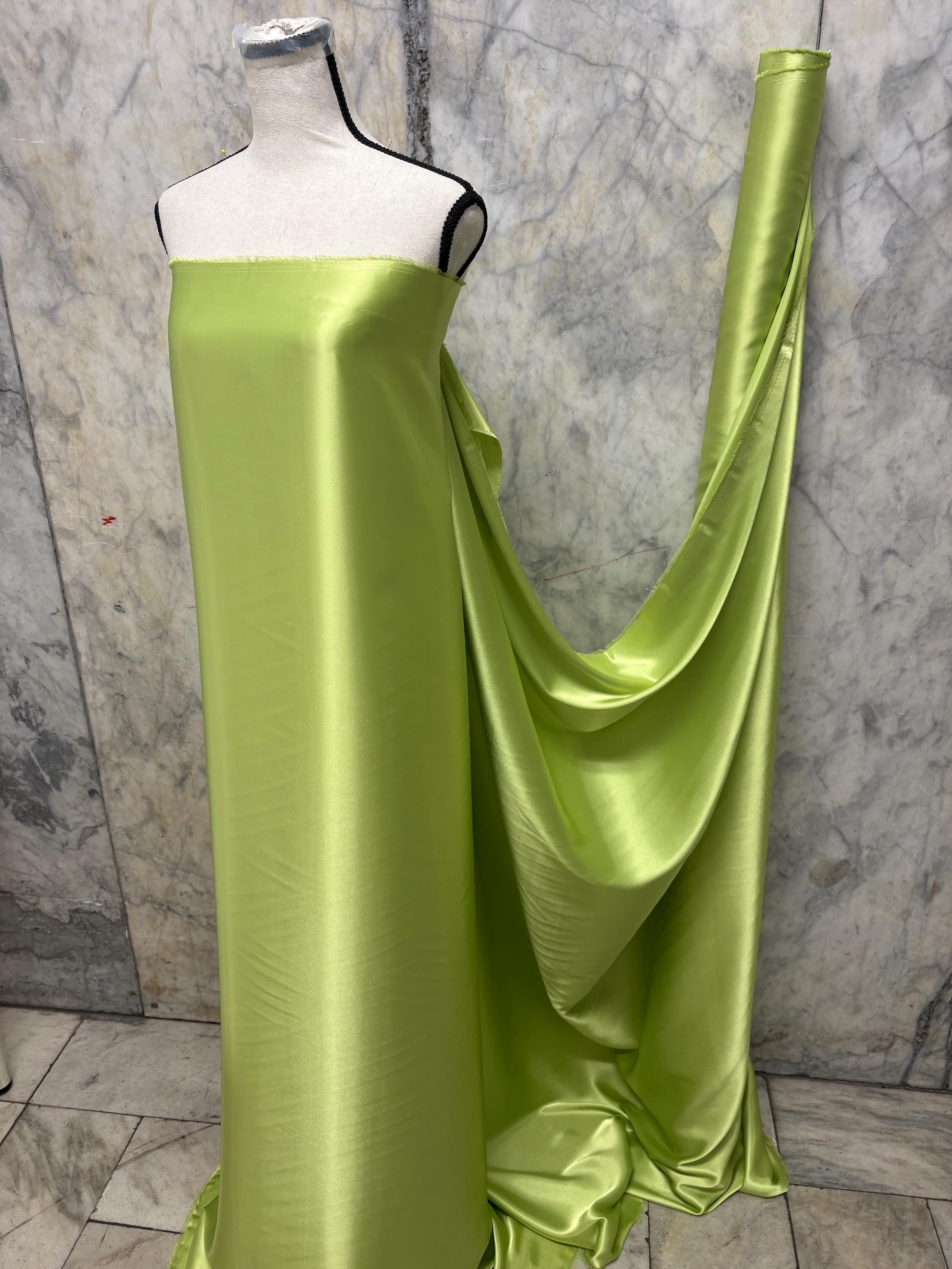 Soft Satin Charmeuse Fabric - Lime - 59" Width