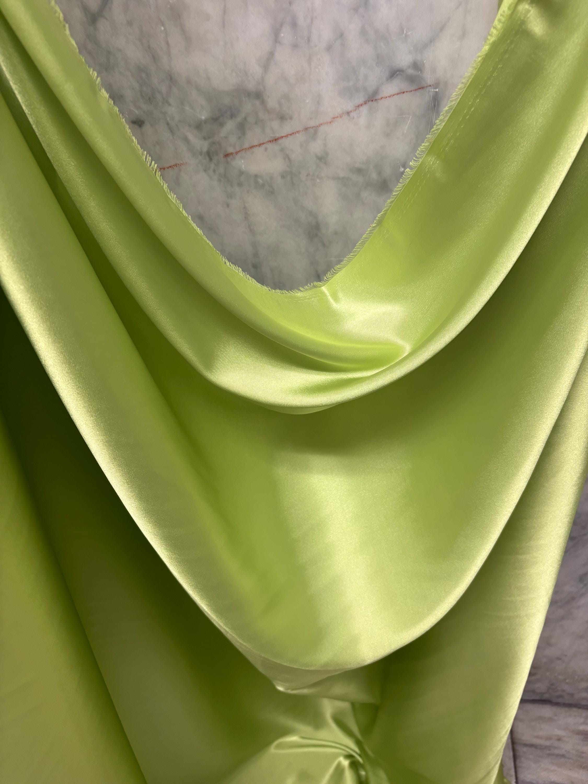 Soft Satin Charmeuse Fabric - Lime - 59" Width