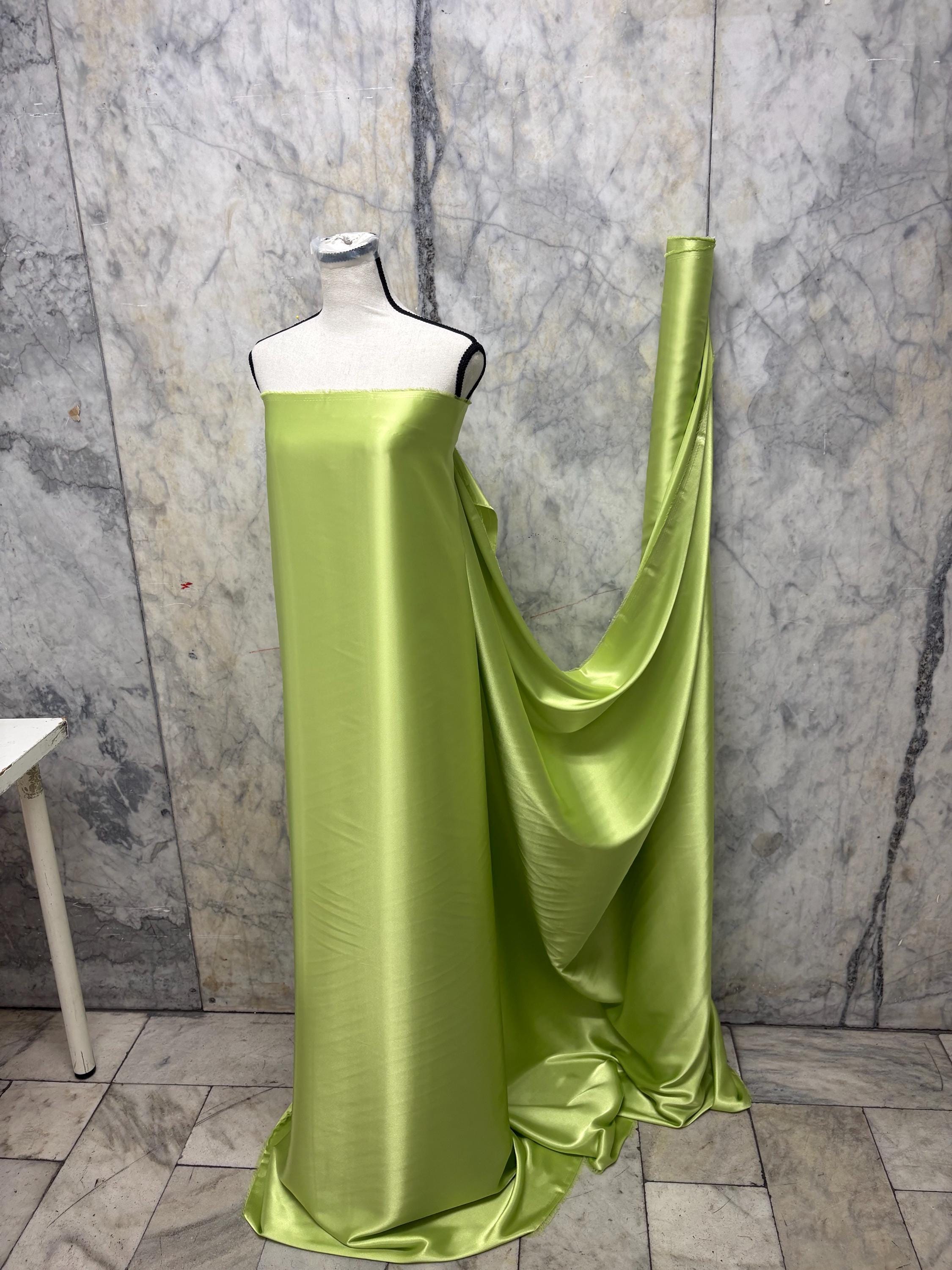Soft Satin Charmeuse Fabric - Lime - 59" Width
