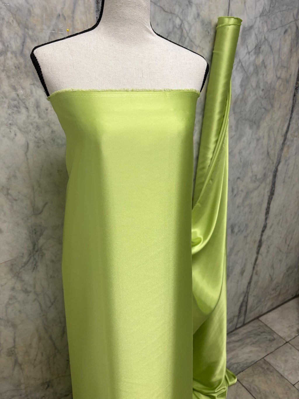 Soft Satin Charmeuse Fabric - Lime - 59" Width