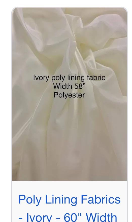 Poly Lining Fabrics - Ivory - 60" Width