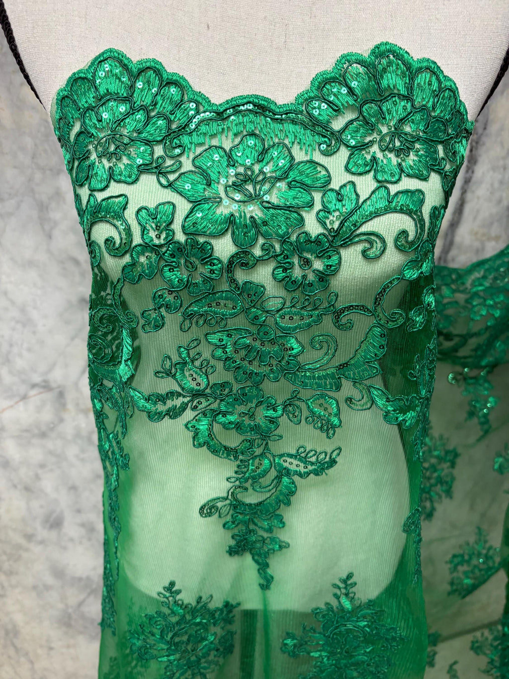 Lace fabric - Kelly Green- 49/50" Width - Design US50