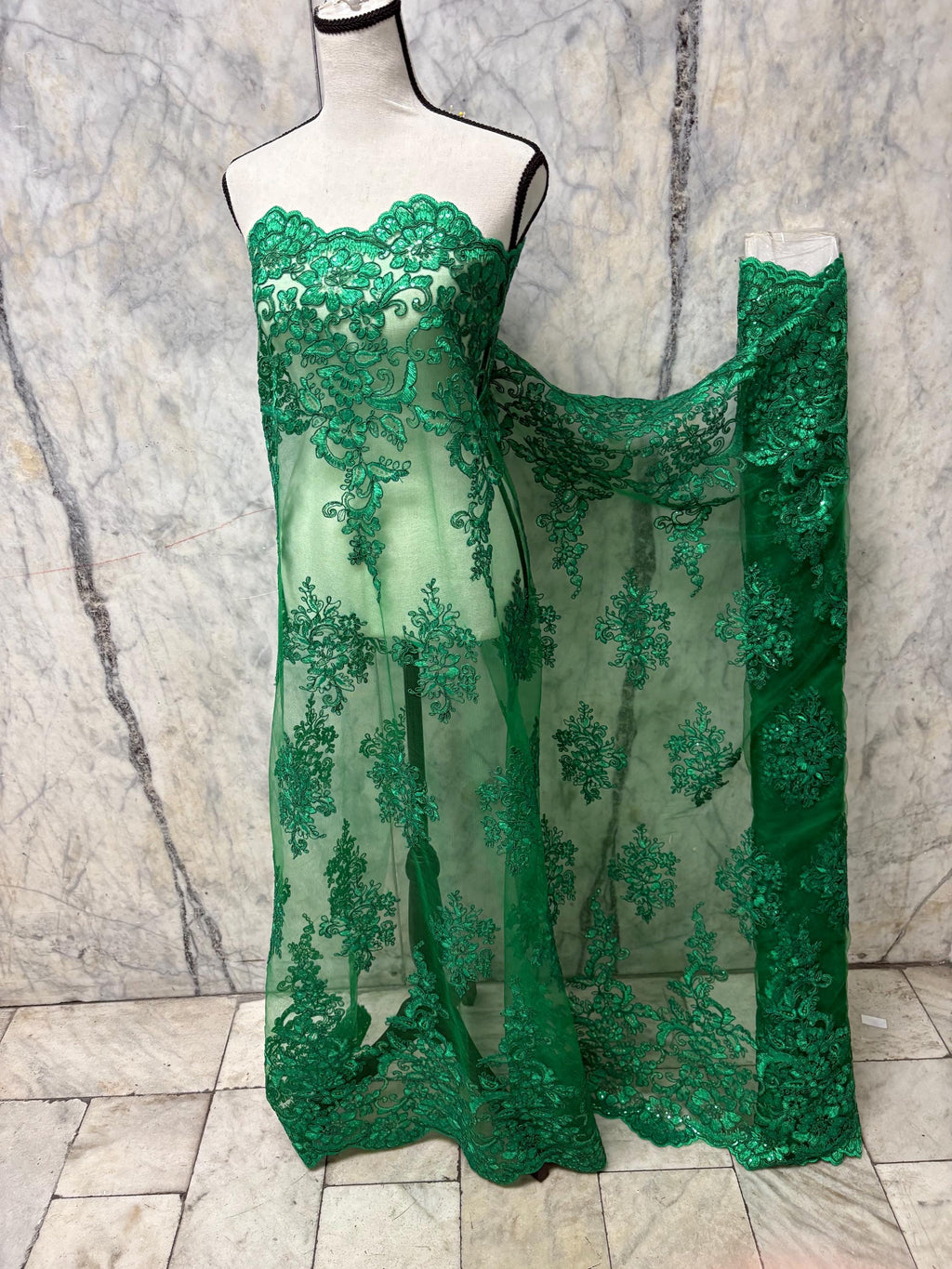 Lace fabric - Kelly Green- 49/50" Width - Design US50