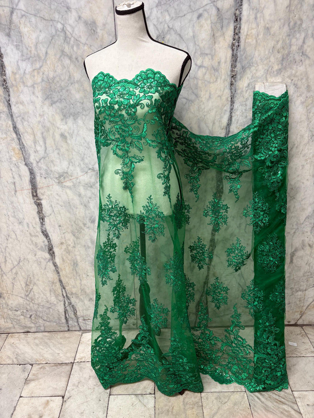 Lace fabric - Kelly Green- 49/50" Width - Design US50