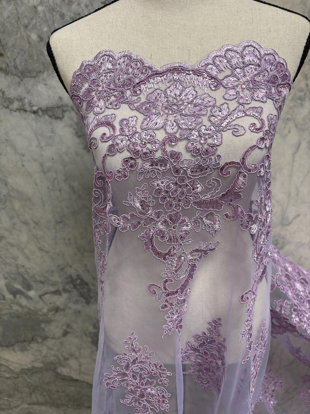 Bridal Lace Fabric - Lilac - 49/50" Width - Design US50