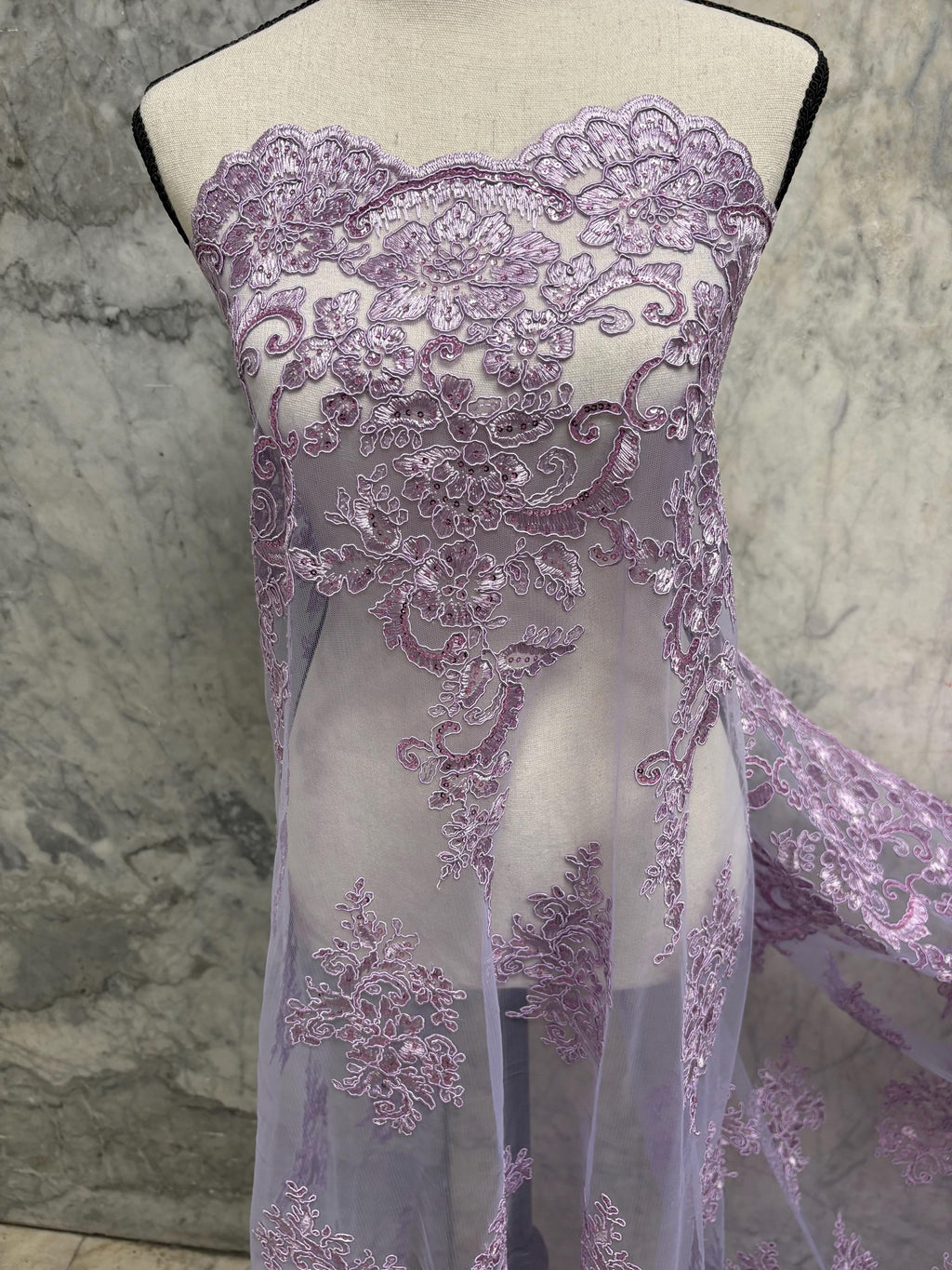Bridal Lace Fabric - Lilac - 49/50" Width - Design US50