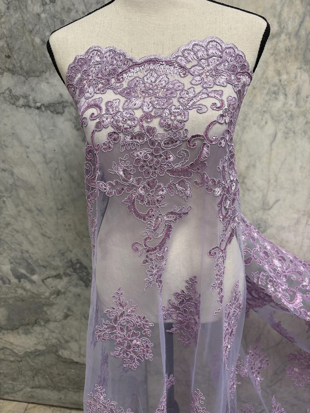 Bridal Lace Fabric - Lilac - 49/50" Width - Design US50