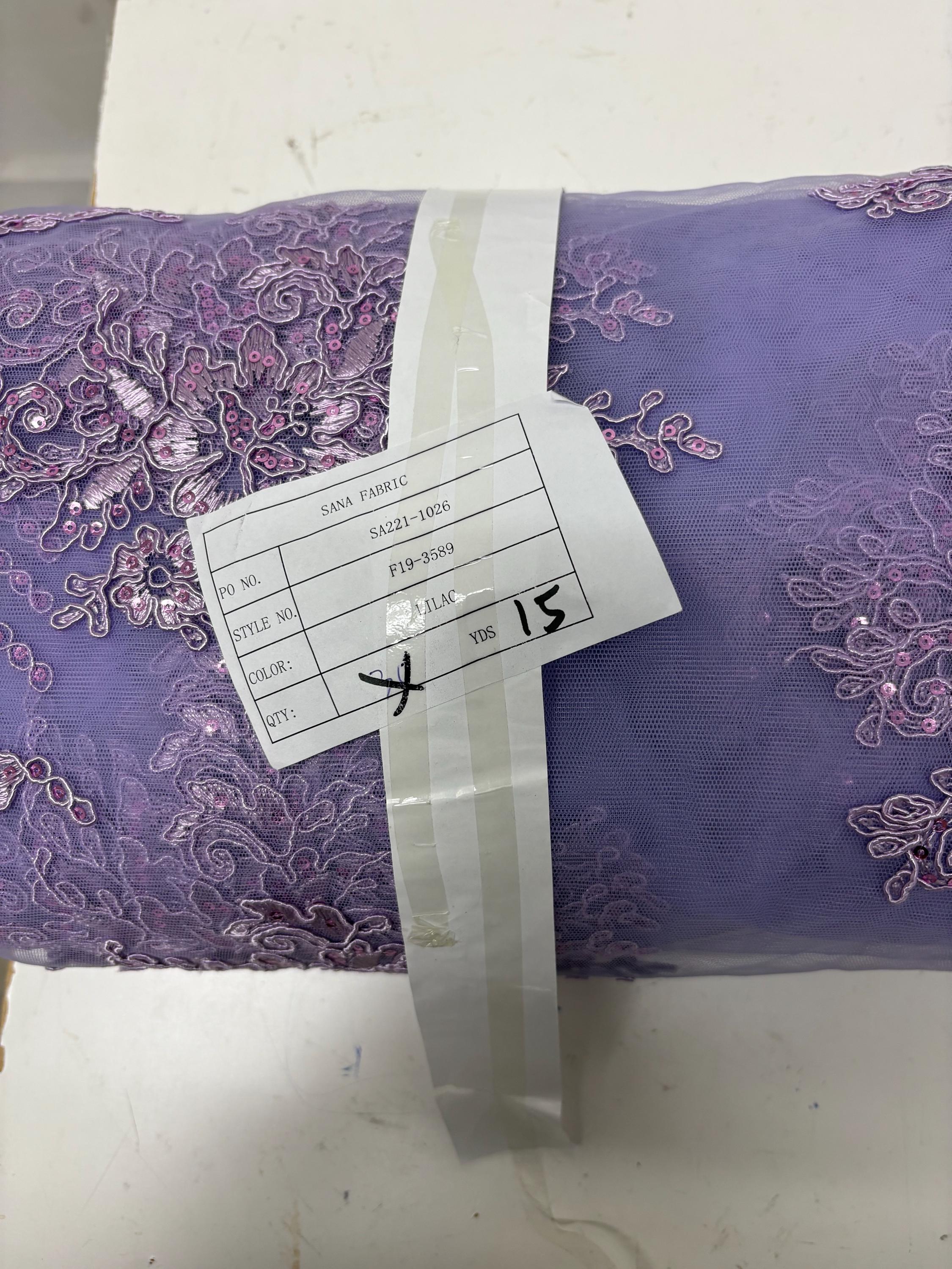 Bridal Lace Fabric - Lilac - 49/50" Width - Design US50