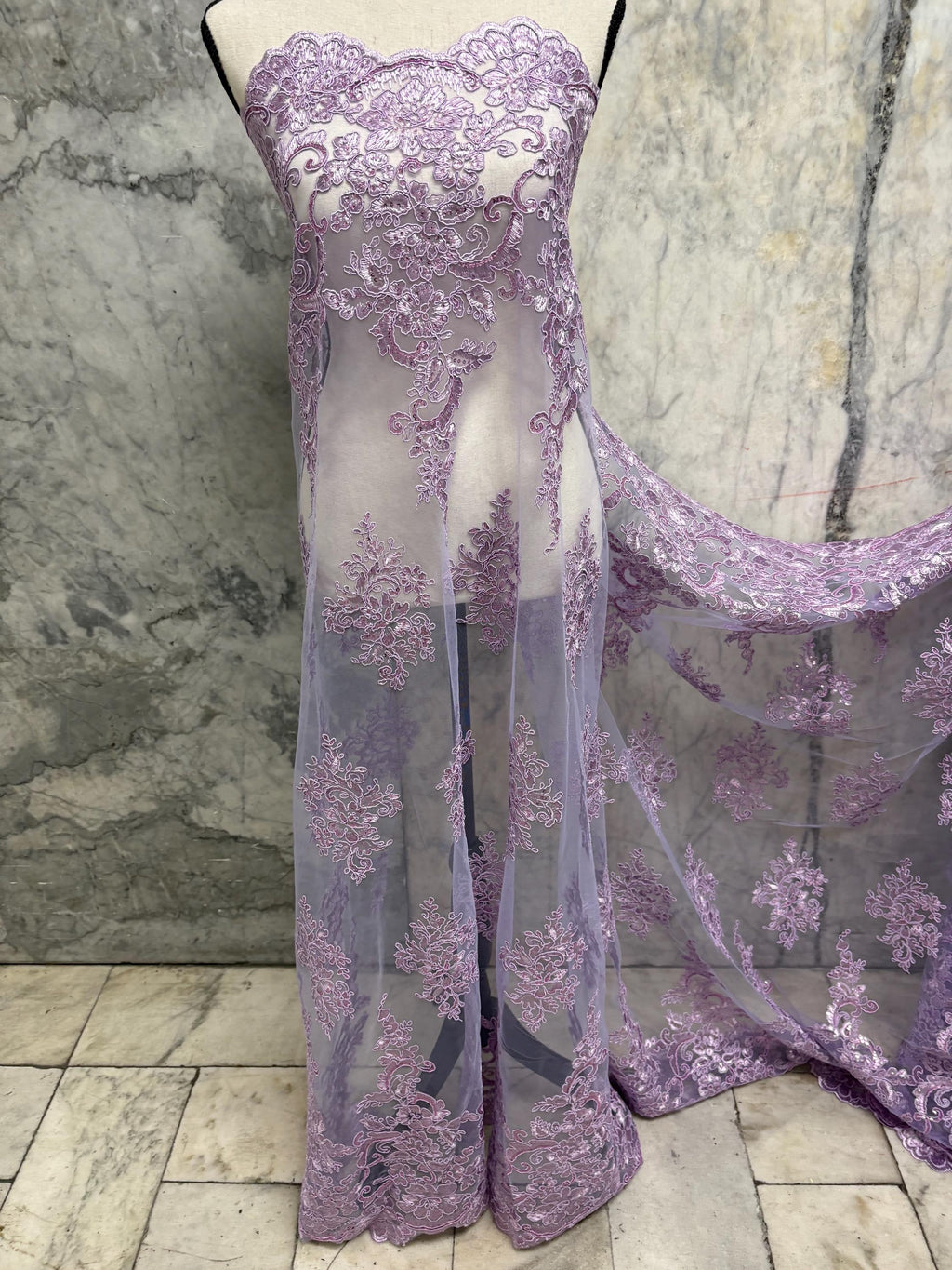 Bridal Lace Fabric - Lilac - 49/50" Width - Design US50