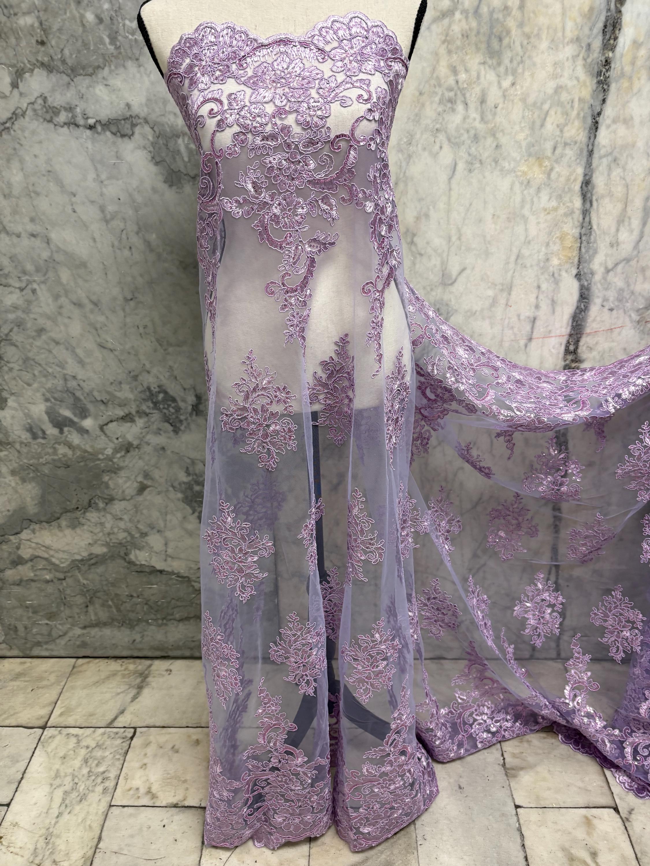 Bridal Lace Fabric - Lilac - 49/50" Width - Design US50
