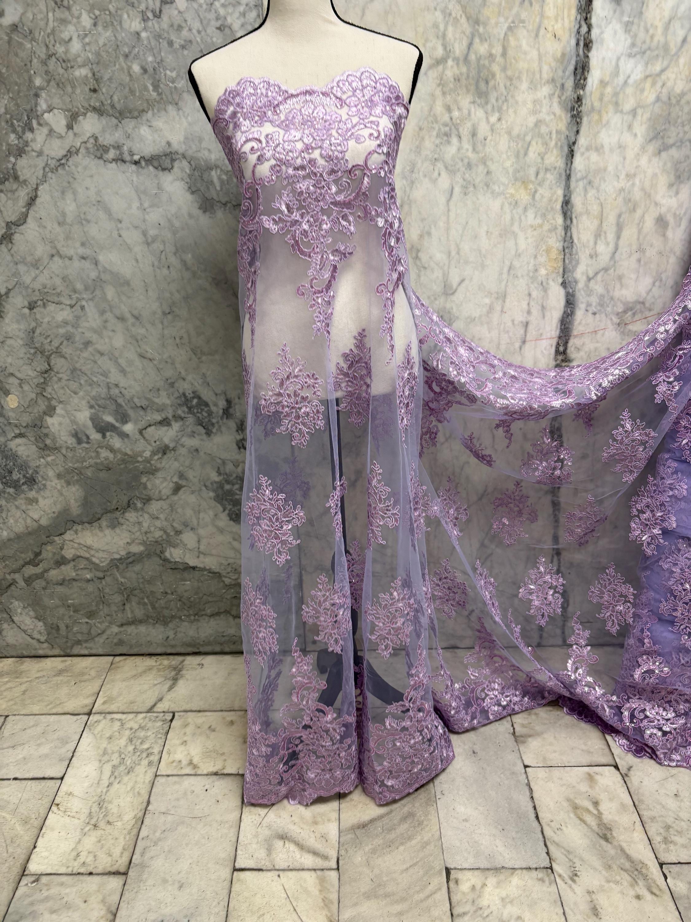 Bridal Lace Fabric - Lilac - 49/50" Width - Design US50