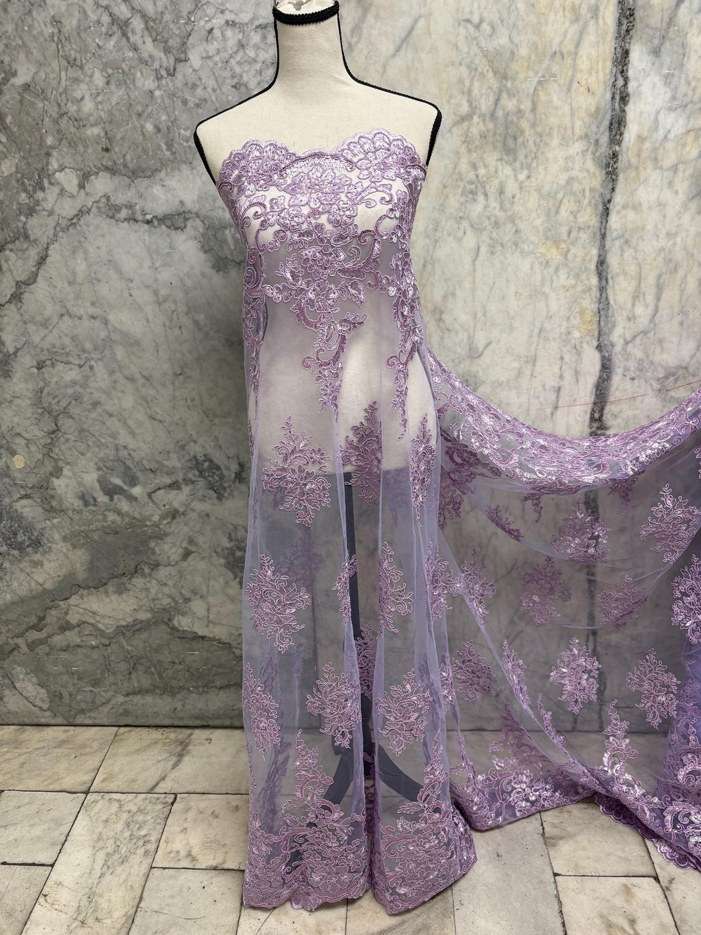 Bridal Lace Fabric - Lilac - 49/50" Width - Design US50