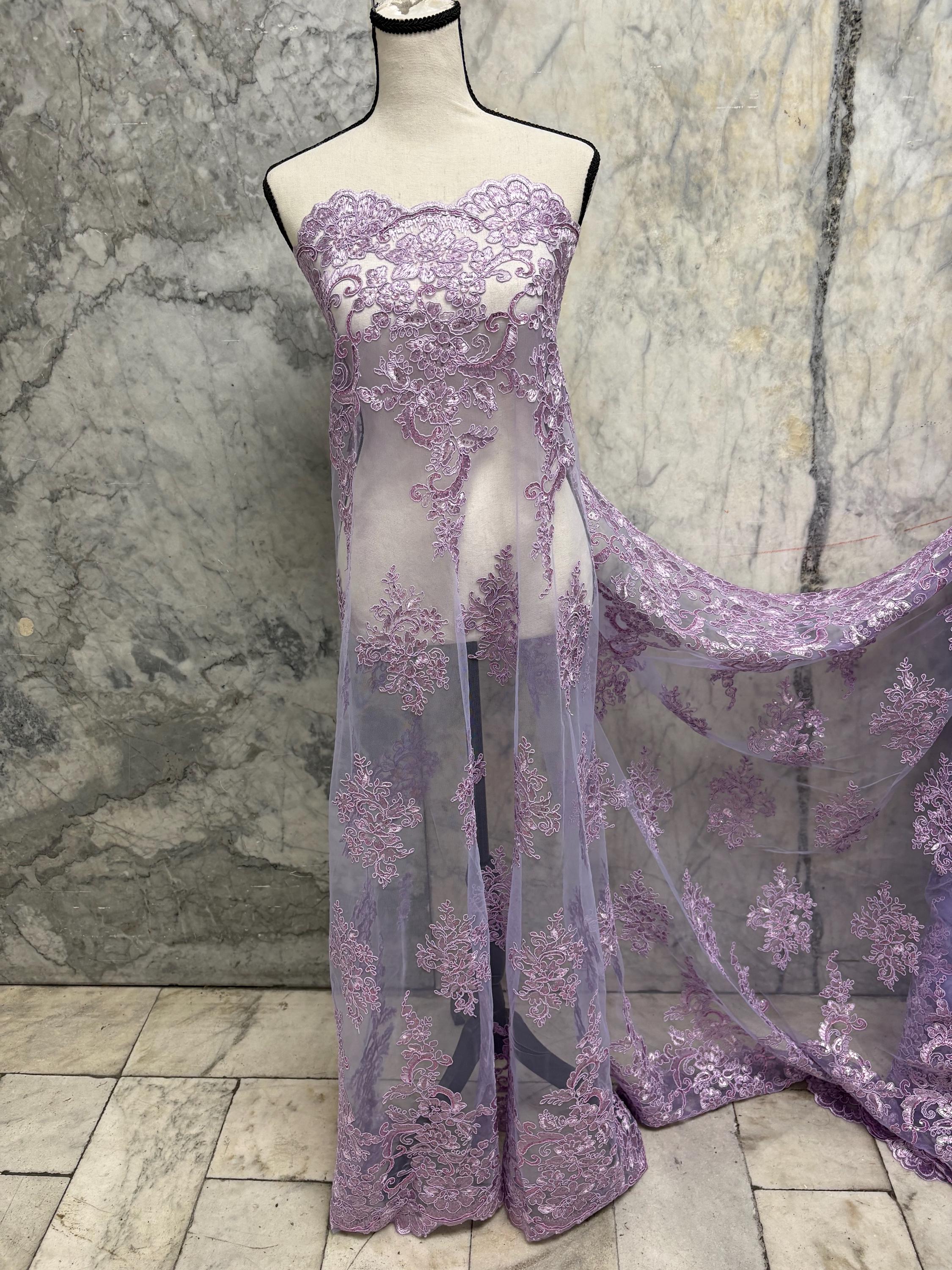 Bridal Lace Fabric - Lilac - 49/50" Width - Design US50