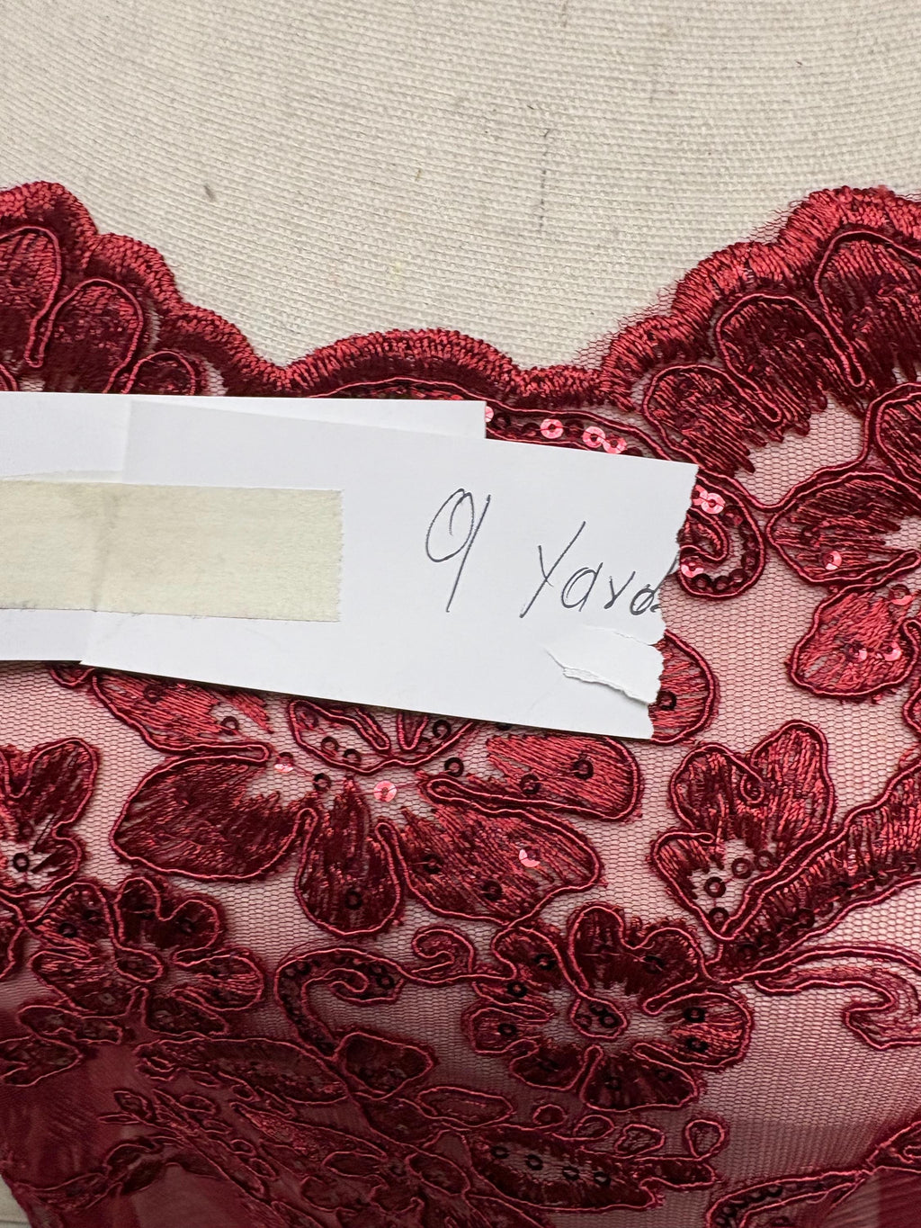 Bridal Lace Fabric - Burgundy - 49/50" Width - Design US50