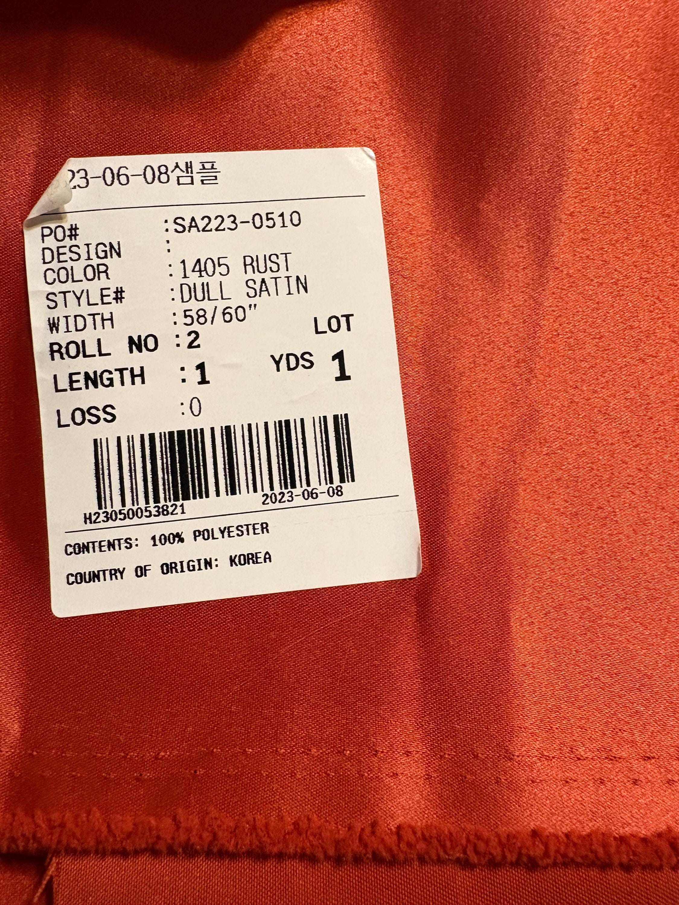 Dull Bridal satin fabric - Rust 1405 - 58" Width