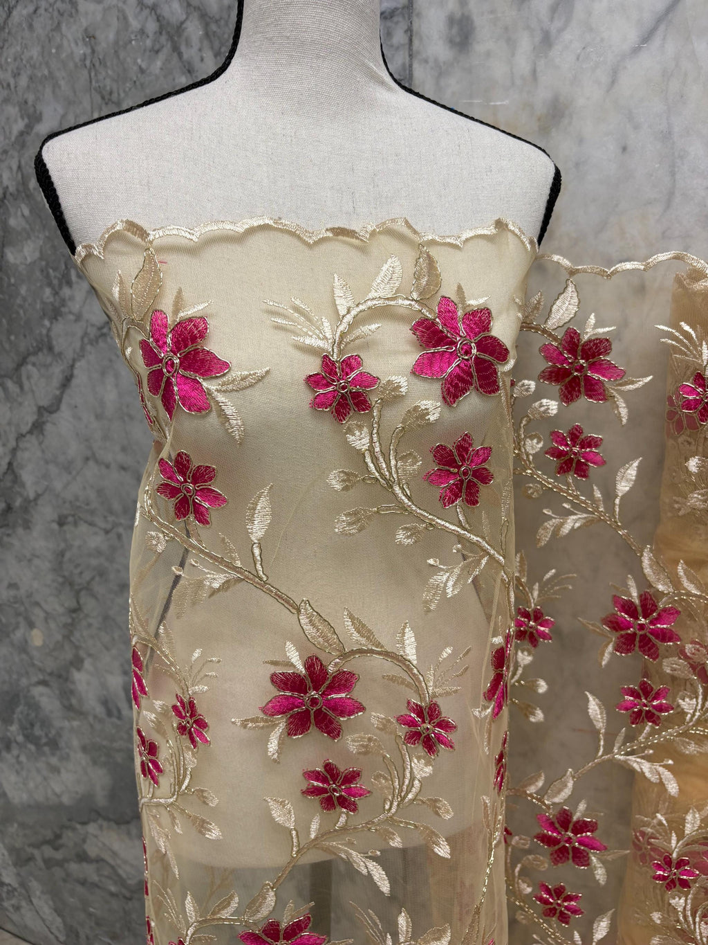 Lace Fabric Floral Embroidery on Mesh fabric - Assorted colors - 49" Width - Design 0455116RO