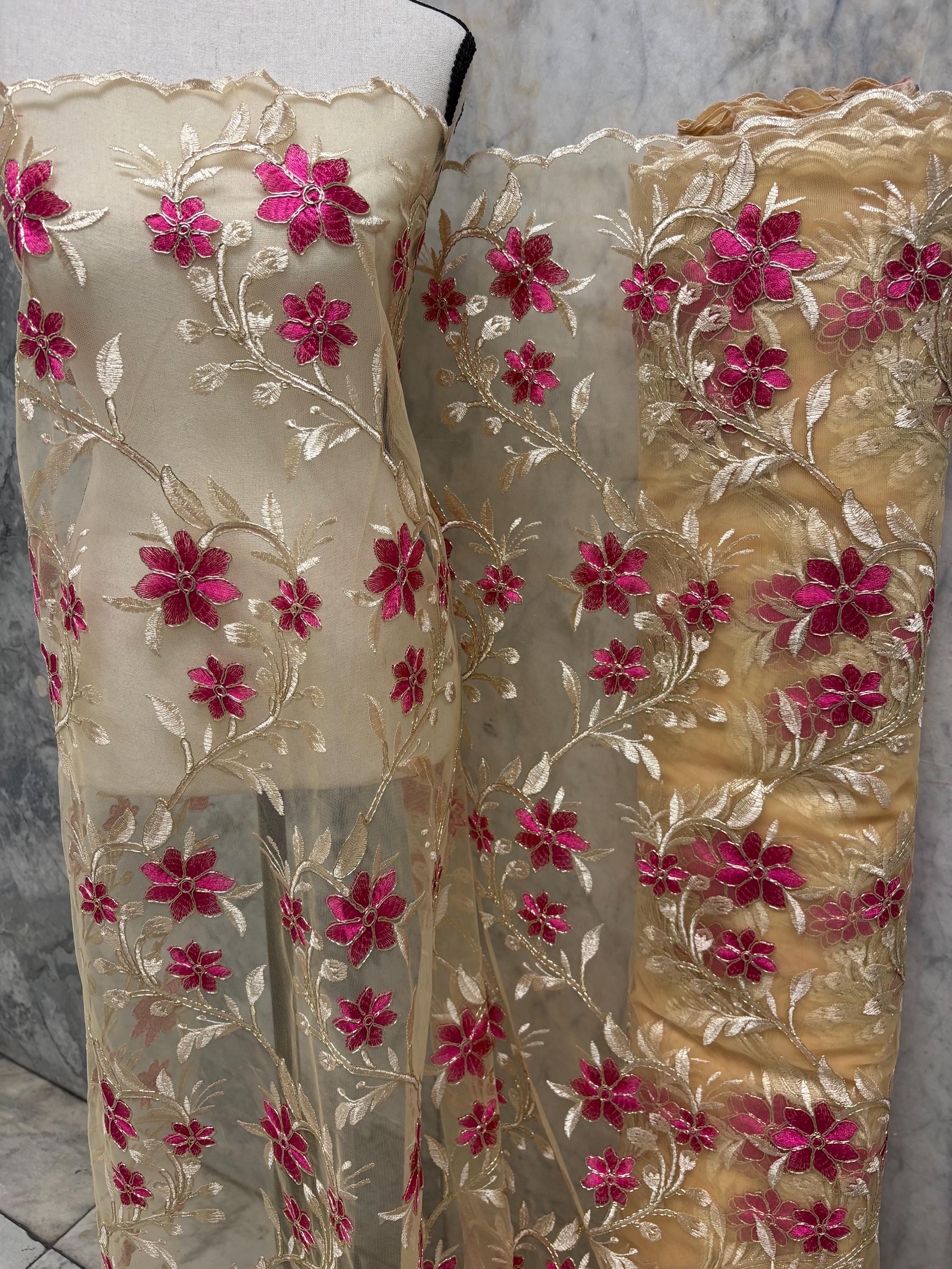 Lace Fabric Floral Embroidery on Mesh fabric - Assorted colors - 49" Width - Design 0455116RO
