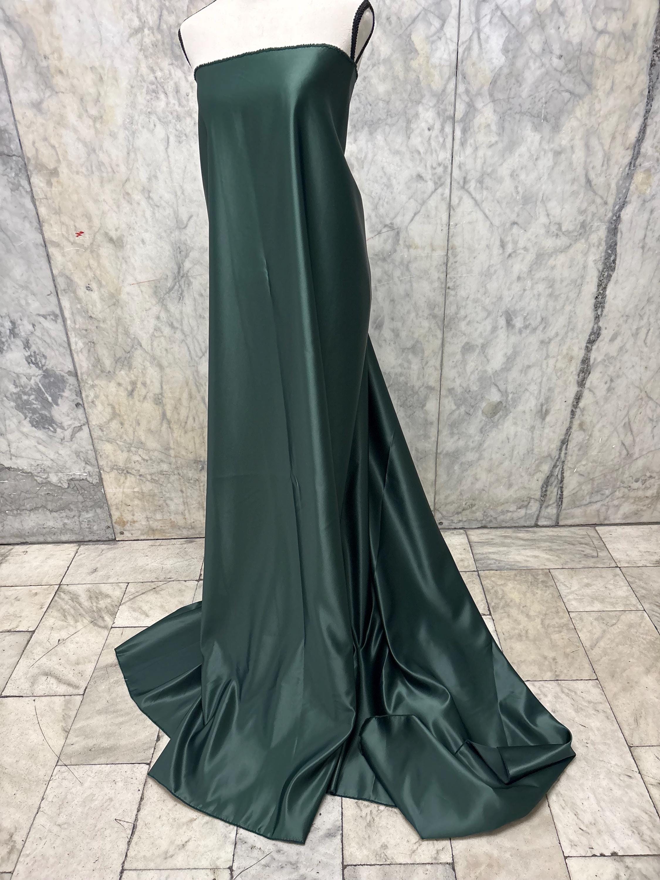 3 Yards Dull Bridal satin fabric - Hunter Green - 58" Width - Ref. 396Nas