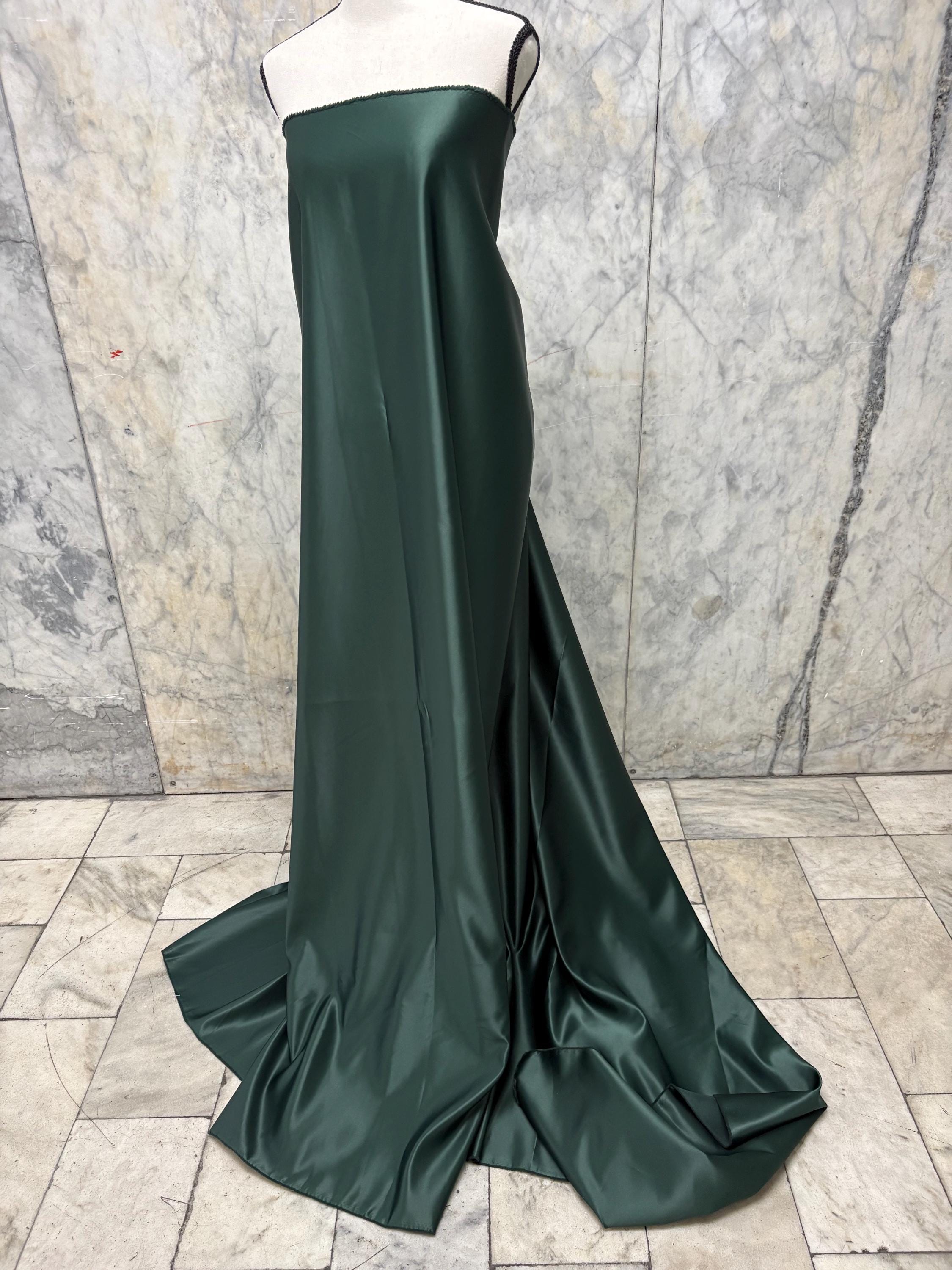 3 Yards Dull Bridal satin fabric - Hunter Green - 58" Width - Ref. 396Nas