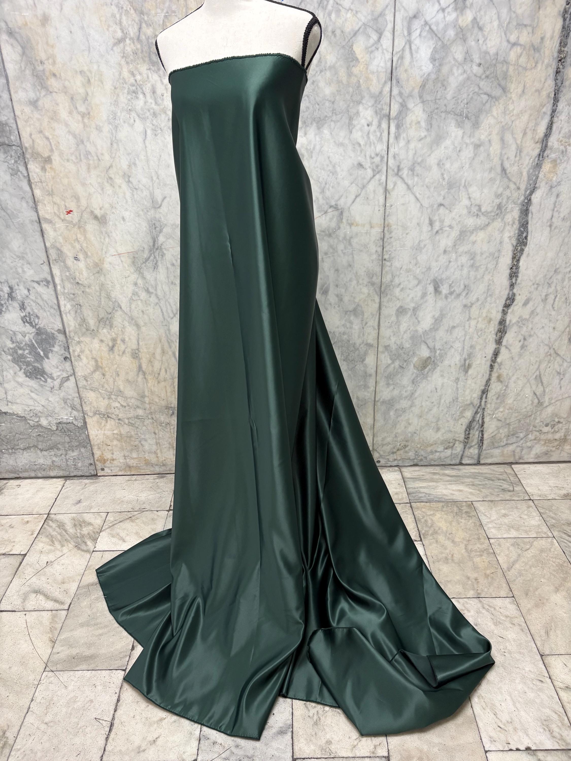 3 Yards Dull Bridal satin fabric - Hunter Green - 58" Width - Ref. 396Nas