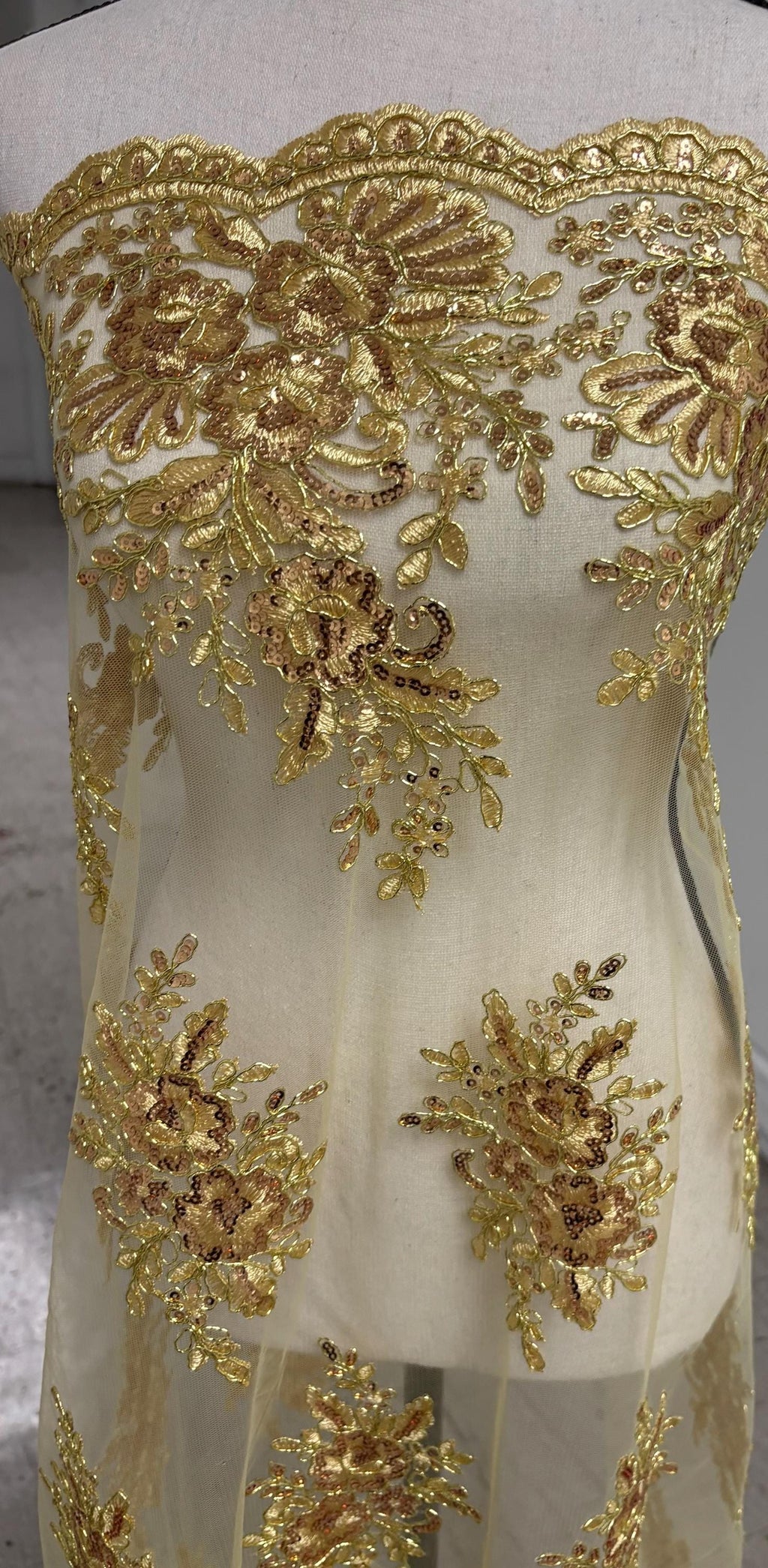 Lace fabric - Gold - 49" Width - Ref. FJ 1298 B