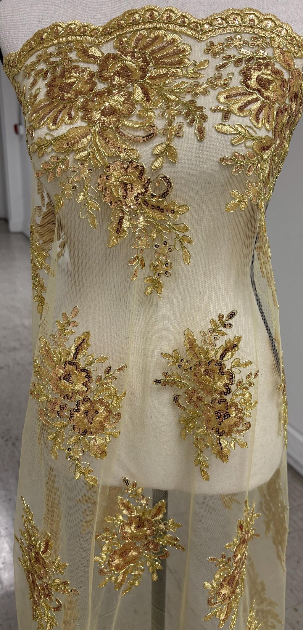 Lace fabric - Gold - 49" Width - Ref. FJ 1298 B
