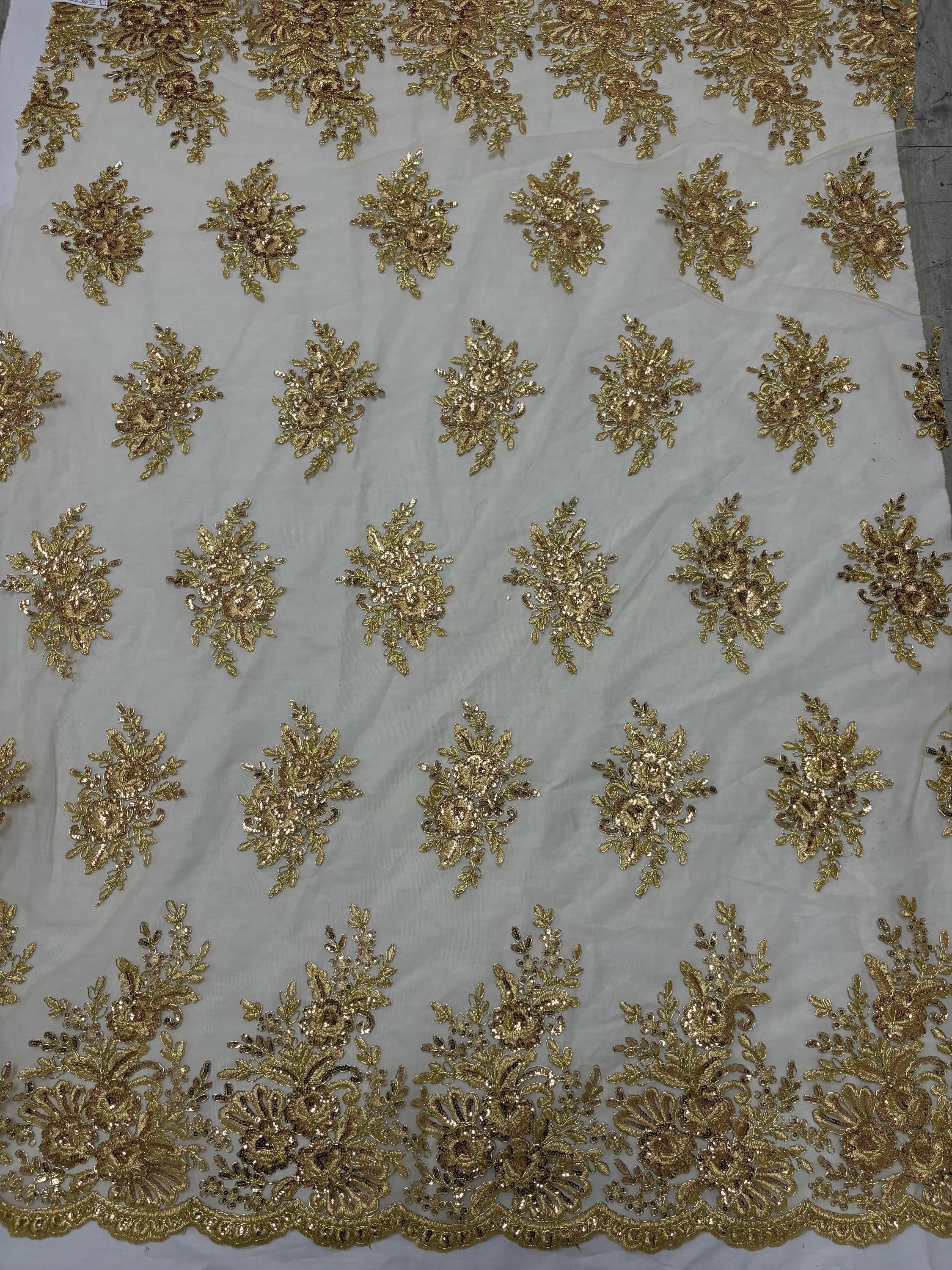 Lace fabric - Gold - 49" Width - Ref. FJ 1298 B