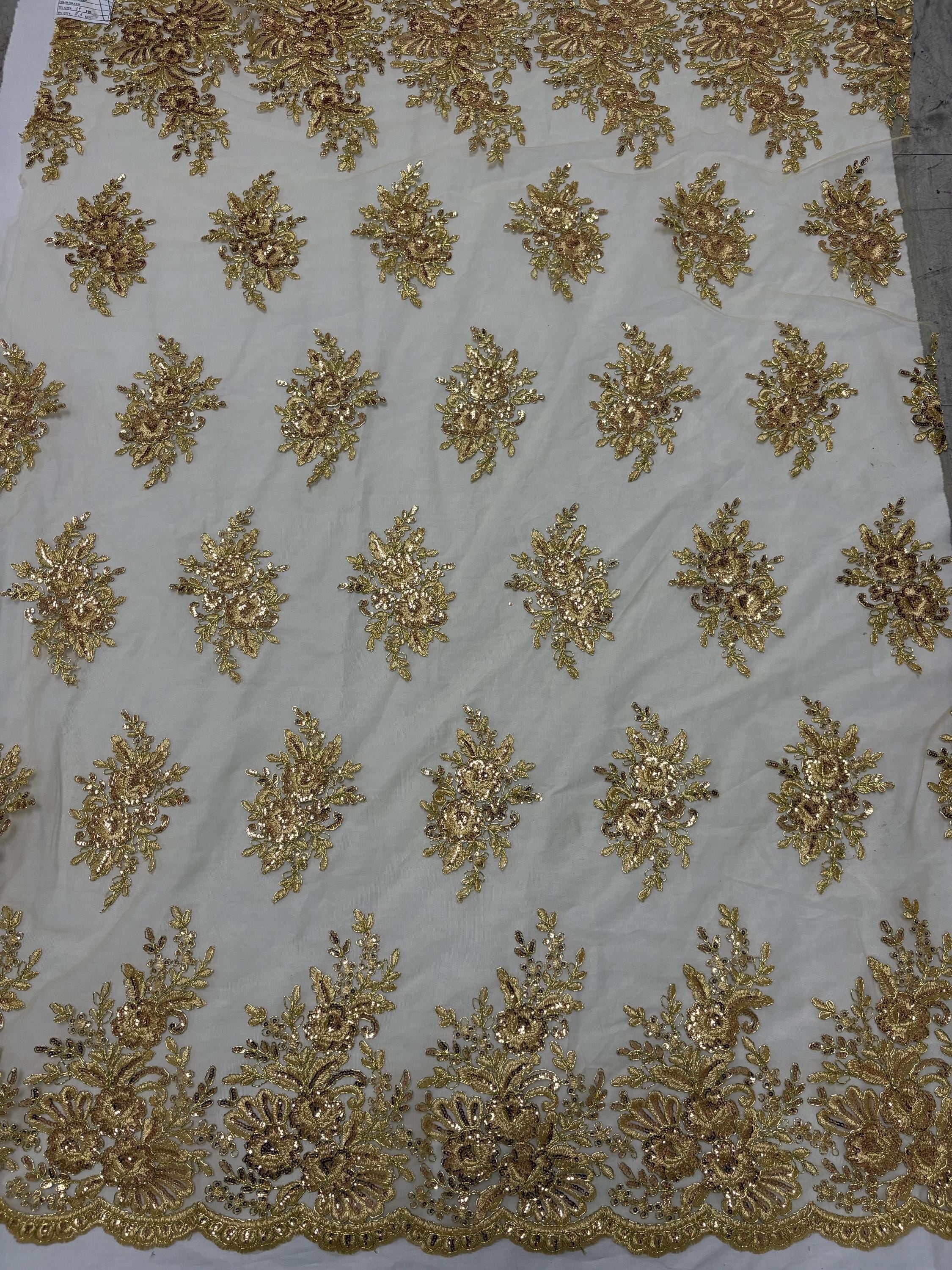 Lace fabric - Gold - 49" Width - Ref. FJ 1298 B