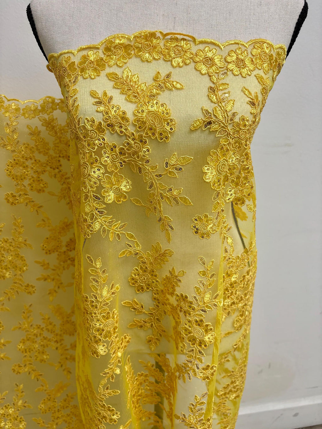 Lace fabric - Yellow - 49" Width - Design: Bloom 6