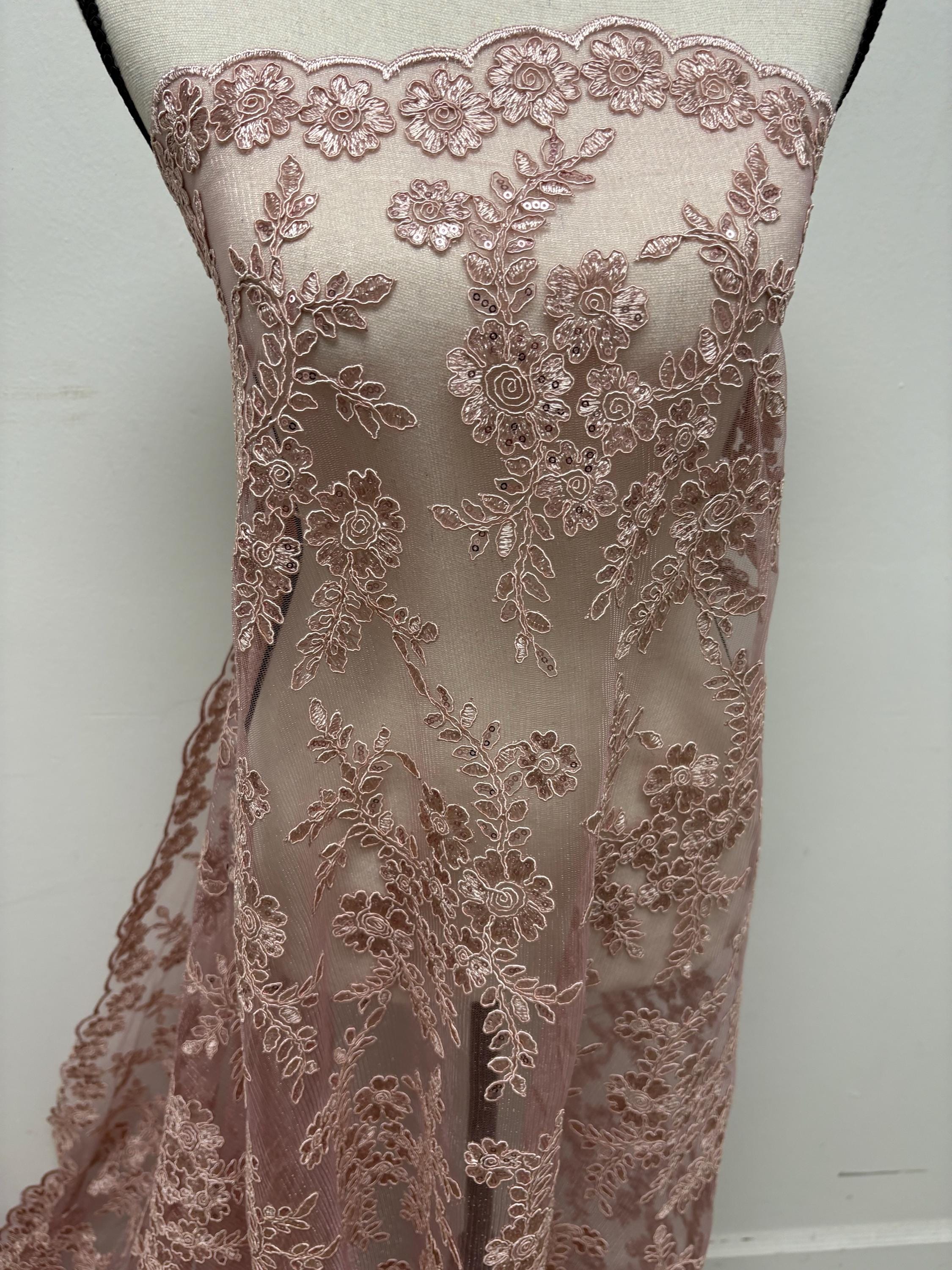 Lace fabric - Mauve - 49" Width - Design: Bloom 6