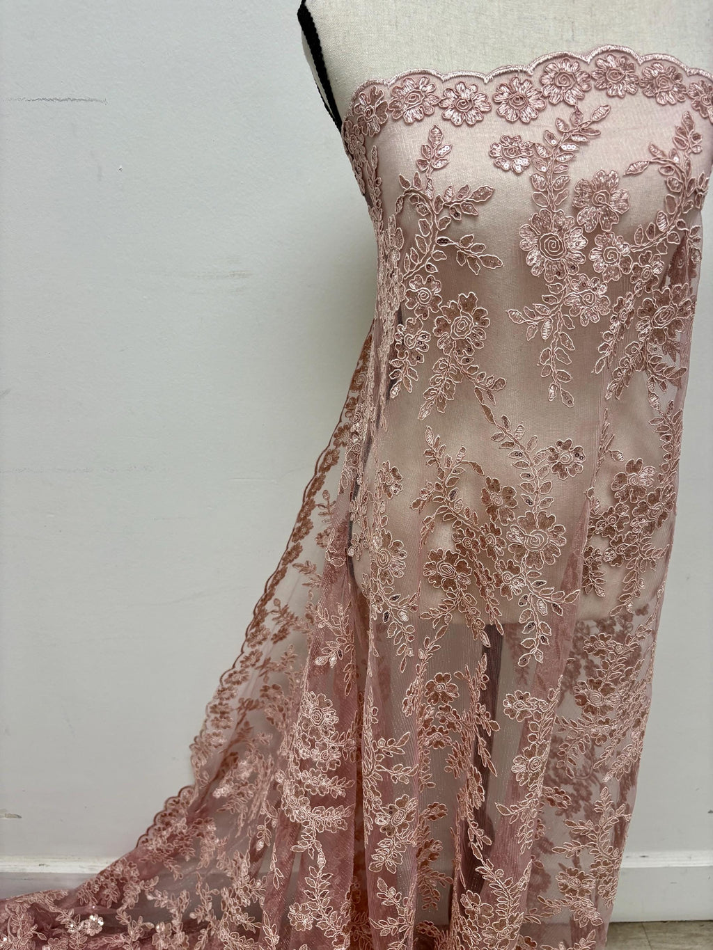 Lace fabric - Mauve - 49" Width - Design: Bloom 6