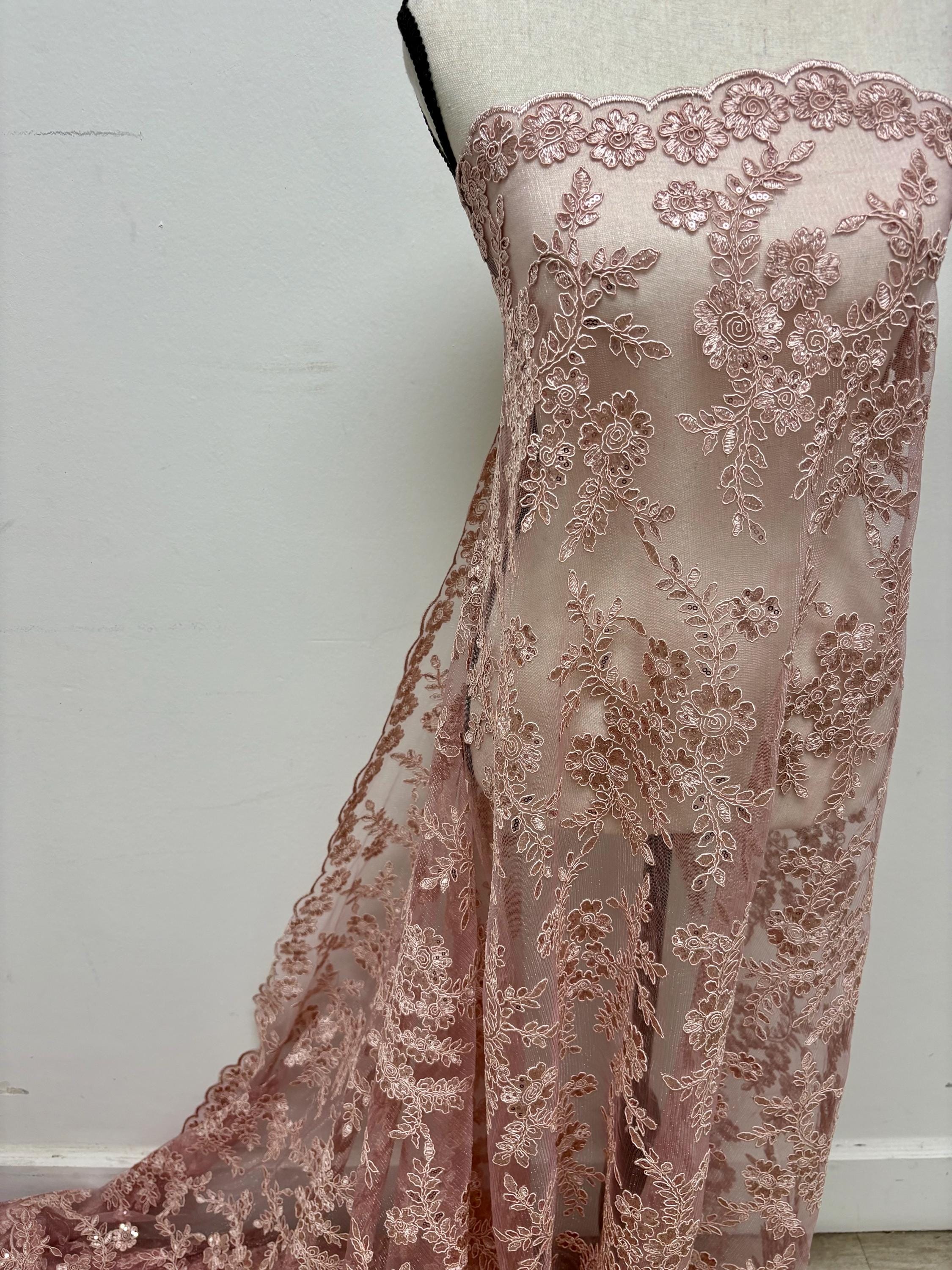 Lace fabric - Mauve - 49" Width - Design: Bloom 6
