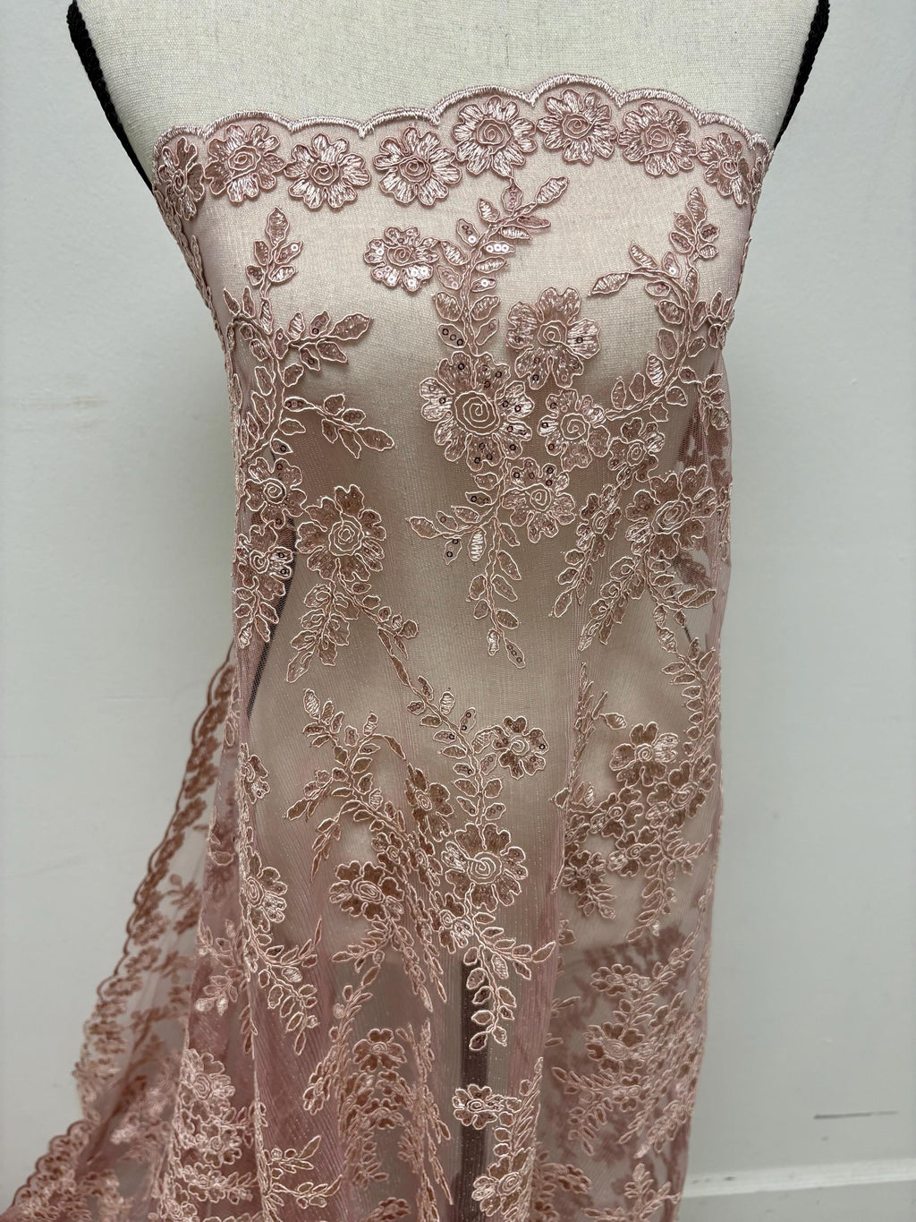 Lace fabric - Mauve - 49" Width - Design: Bloom 6