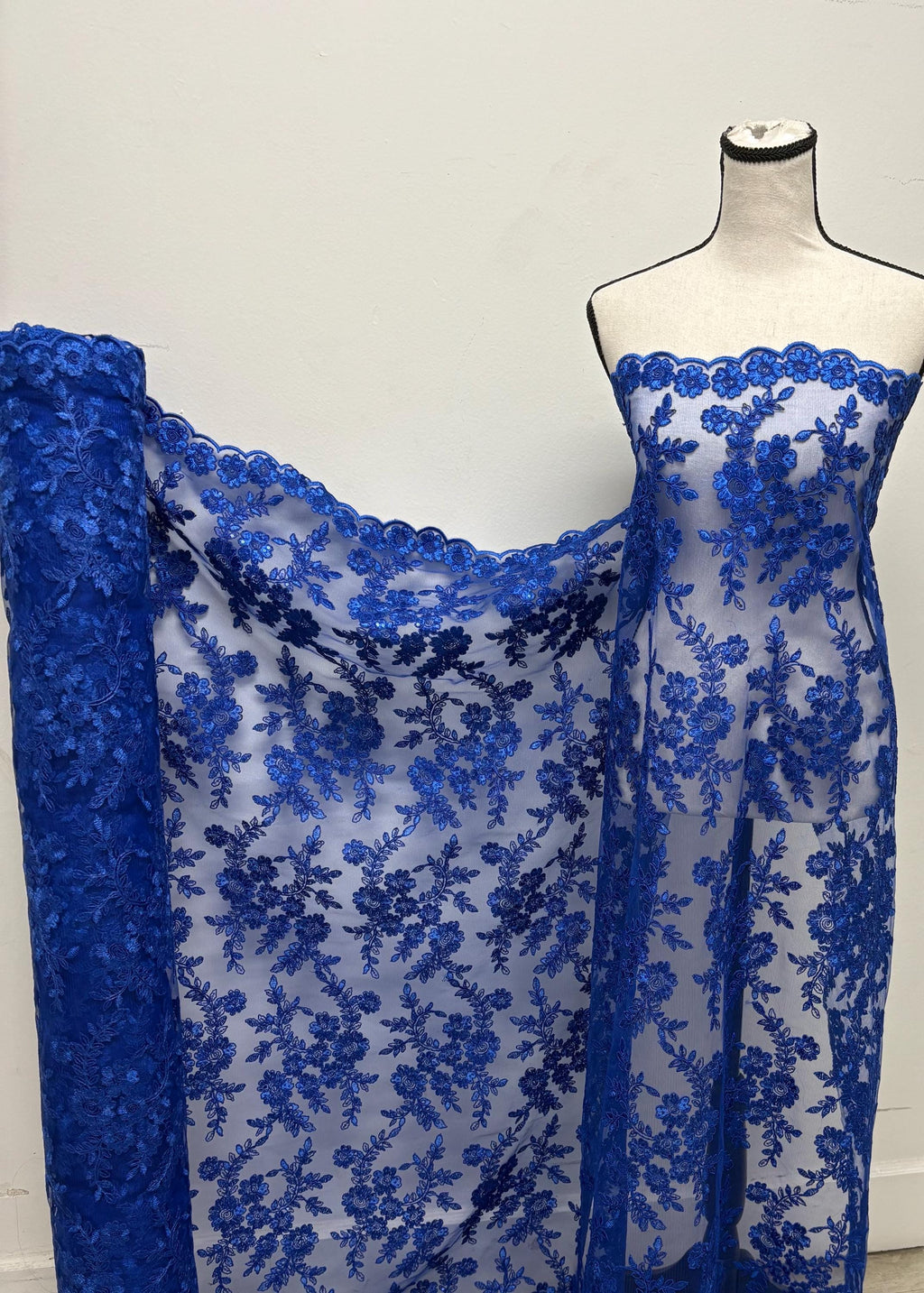 Lace fabric - Royal - 49" Width - Design: Bloom 6