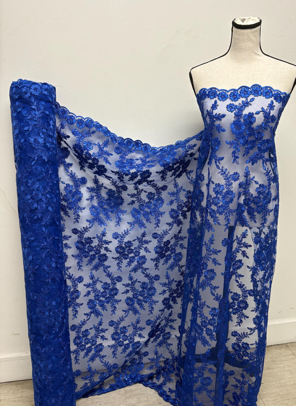 Lace fabric - Royal - 49" Width - Design: Bloom 6