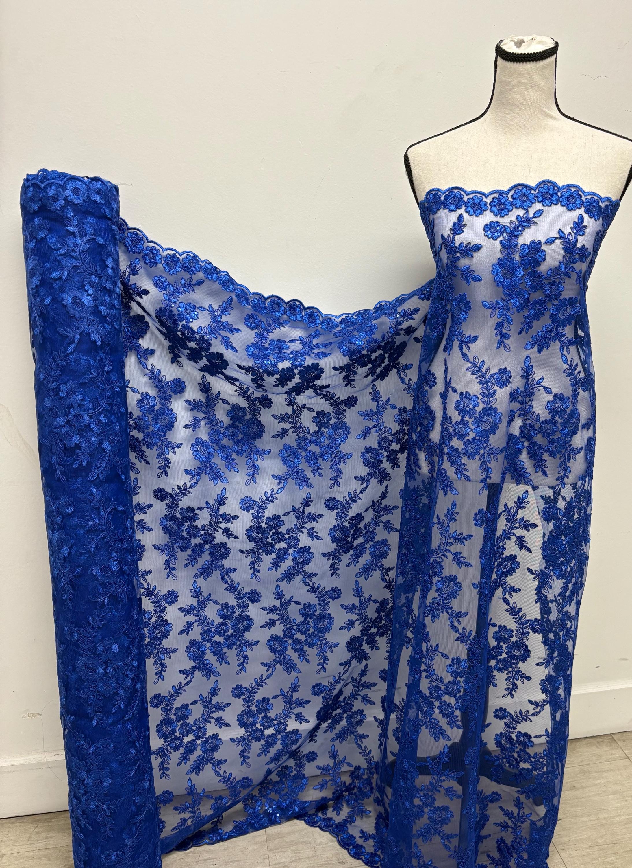 Lace fabric - Royal - 49" Width - Design: Bloom 6