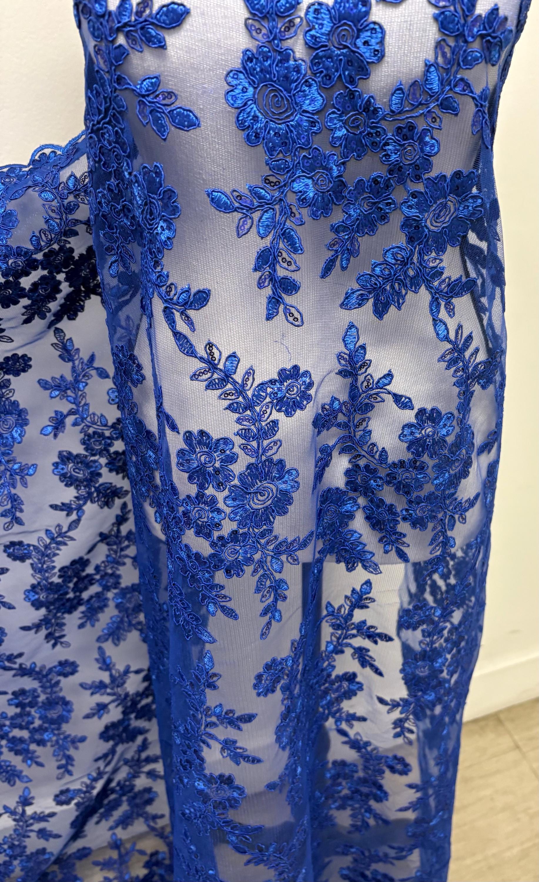 Lace fabric - Royal - 49" Width - Design: Bloom 6