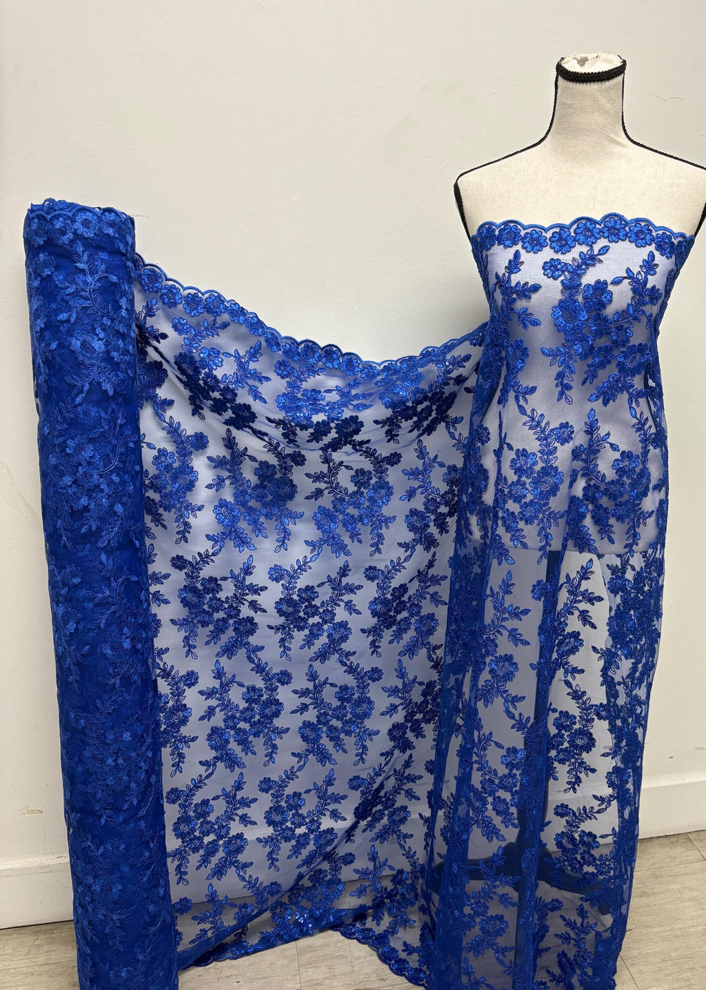 Lace fabric - Royal - 49" Width - Design: Bloom 6