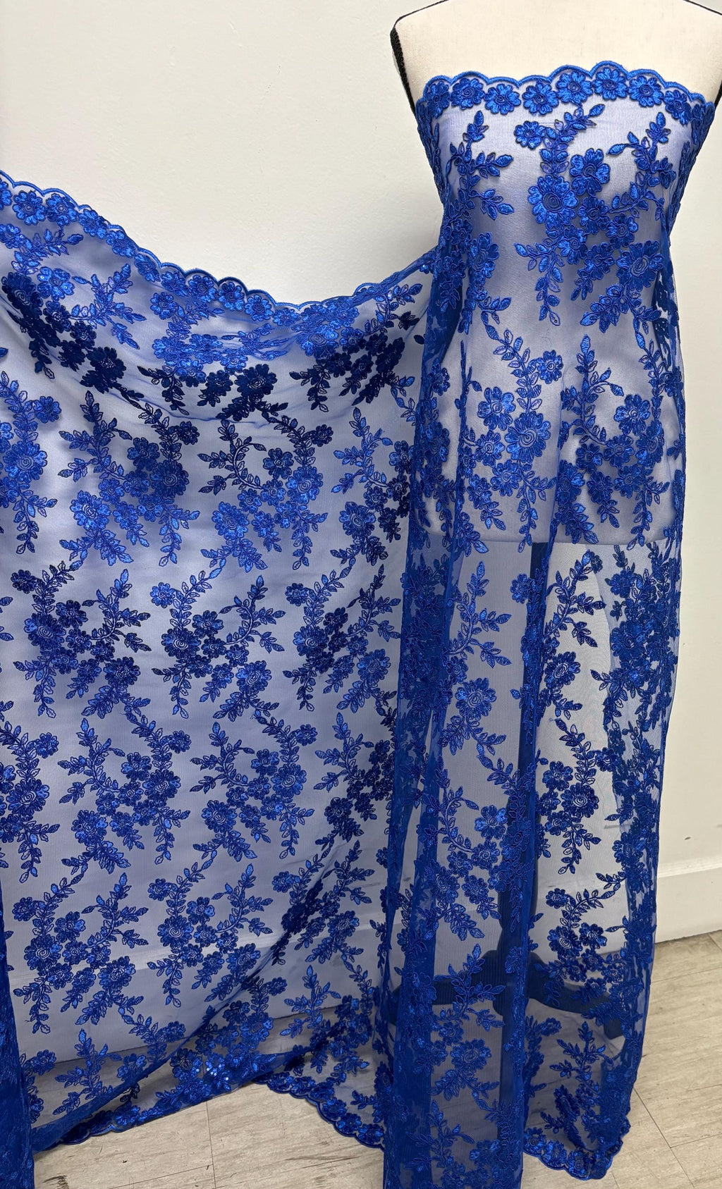 Lace fabric - Royal - 49" Width - Design: Bloom 6