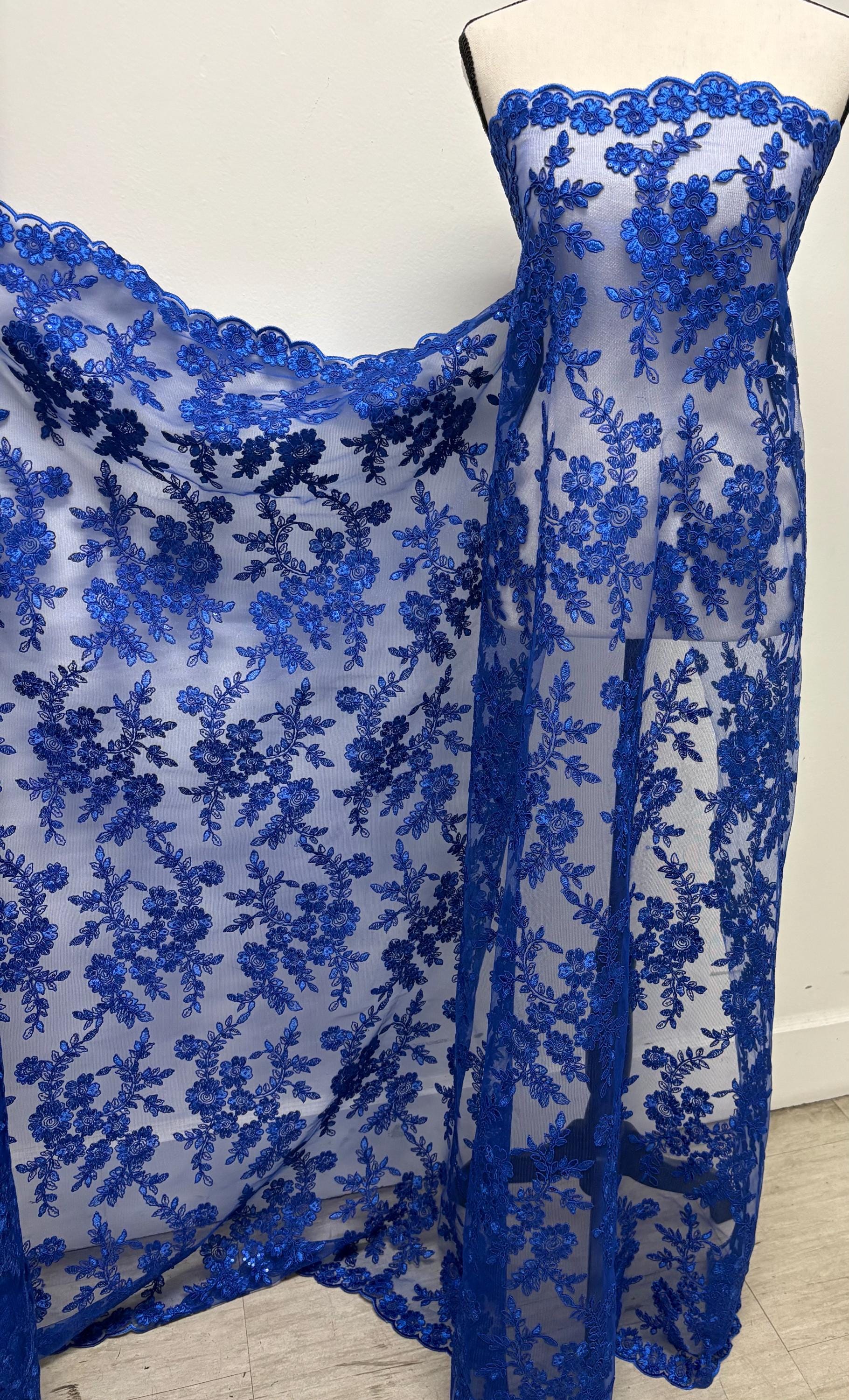 Lace fabric - Royal - 49" Width - Design: Bloom 6